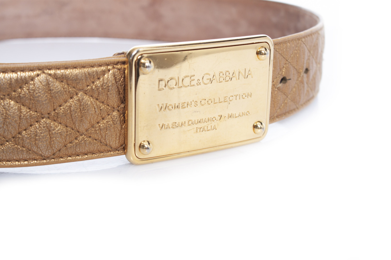 Dolce & Gabbana, Gold leather quilted belt - Unique Designer  display picture 1