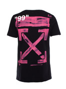 OFF-WHITE, black tshirt with pink print. - Unique Designer Pieces