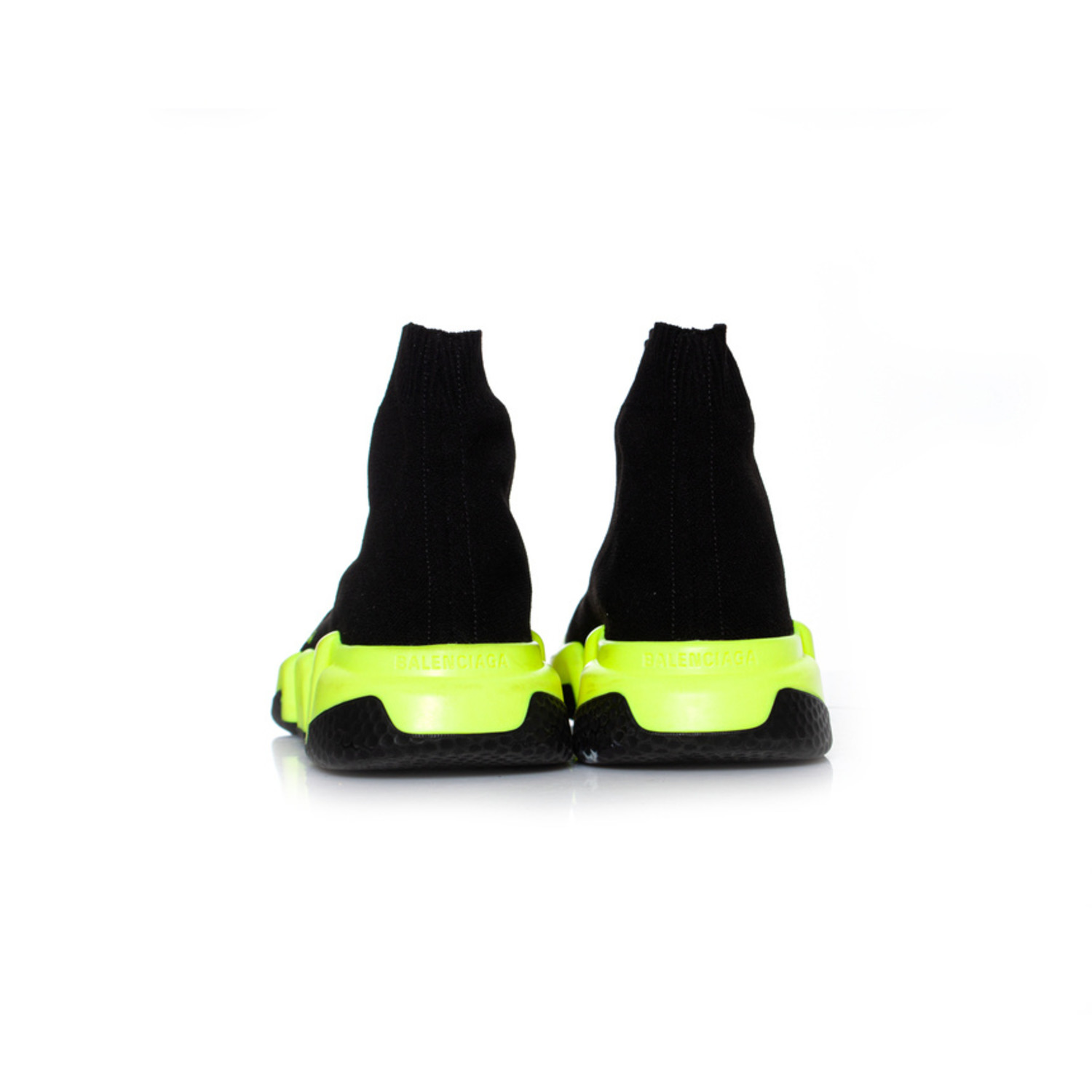 Buy Balenciaga Speed Neon Logoprint Stretchknit Hightop Sneakers   Bright Yellow At 30 Off  Editorialist