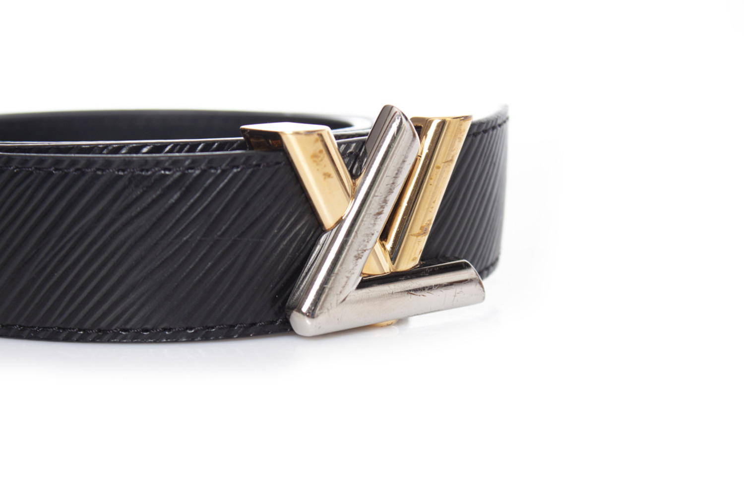 Louis Vuitton Black Epi Leather Twist 30MM Belt Size 80/32