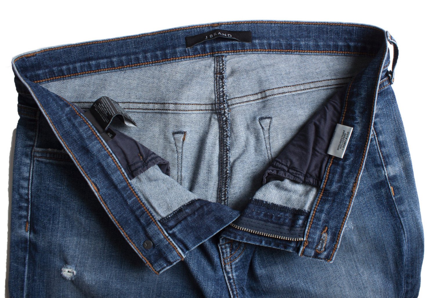 J Brand, Mid blue jeans with rips - Unique Designer Pieces