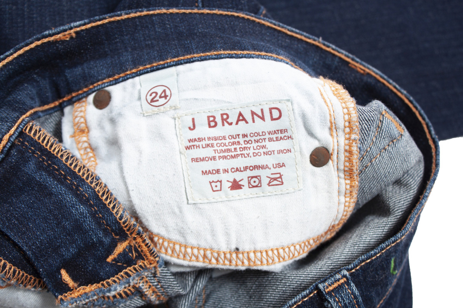 J Brand, blue jeans with orange stitching - Unique Designer Pieces