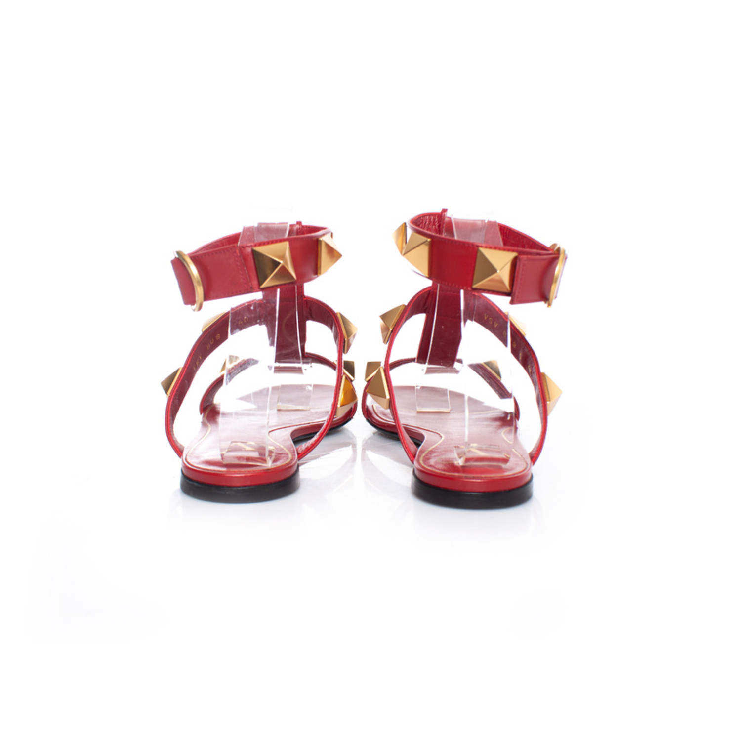 Valentino Garavani Roman Stud Flat Calfskin Sandal in Red