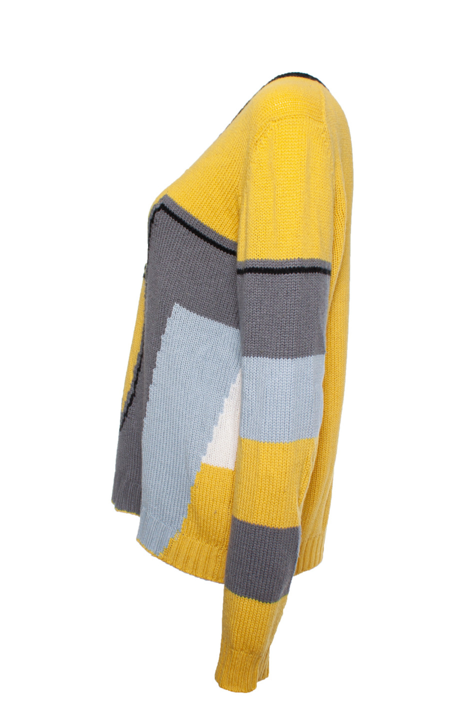 Prada cashmere sweater in yellow and grey Unique Designer Pieces
