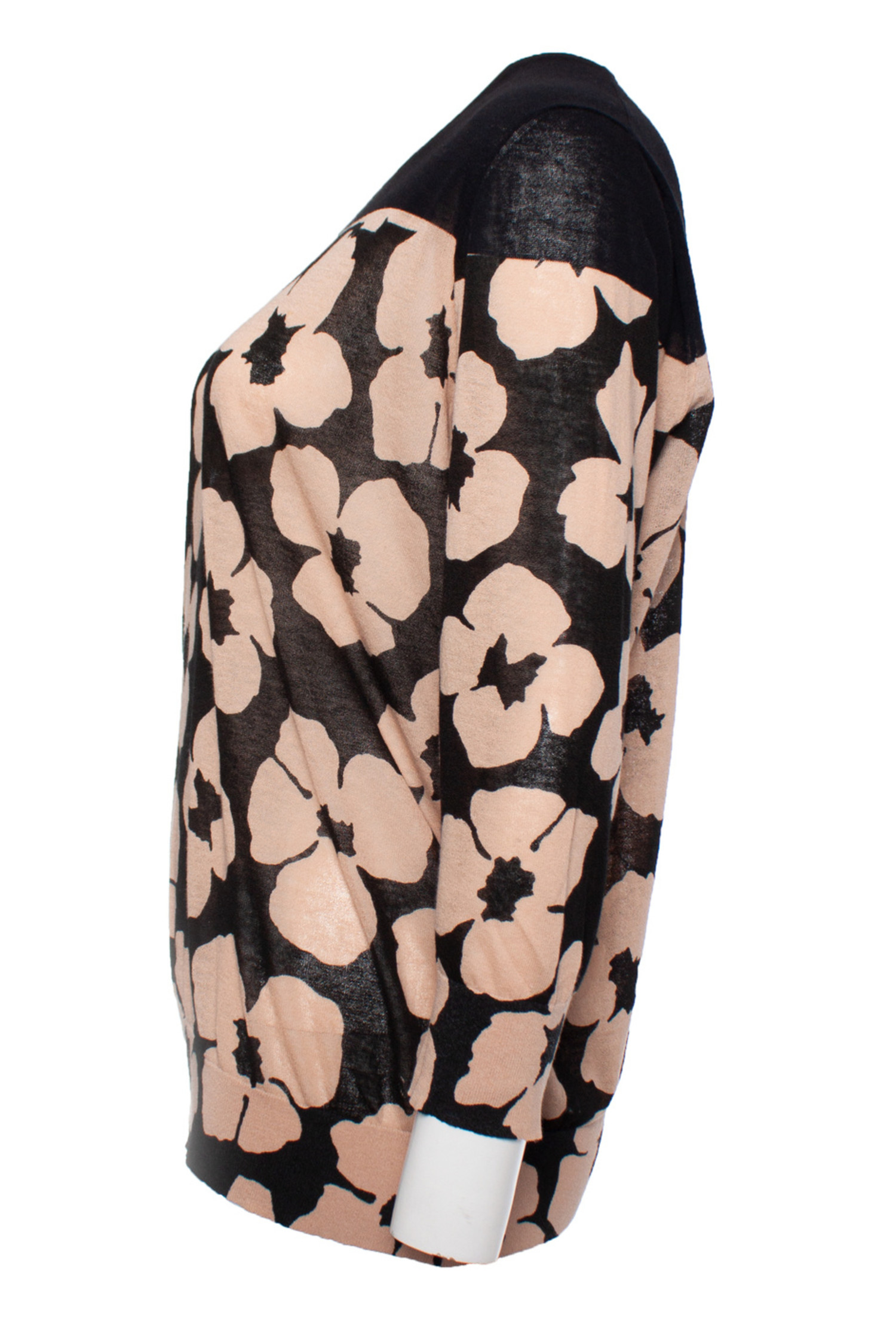 トップス DRIES VAN NOTEN Beige Black Floral Knit Dries van Noten, Floral top with black collar - Unique