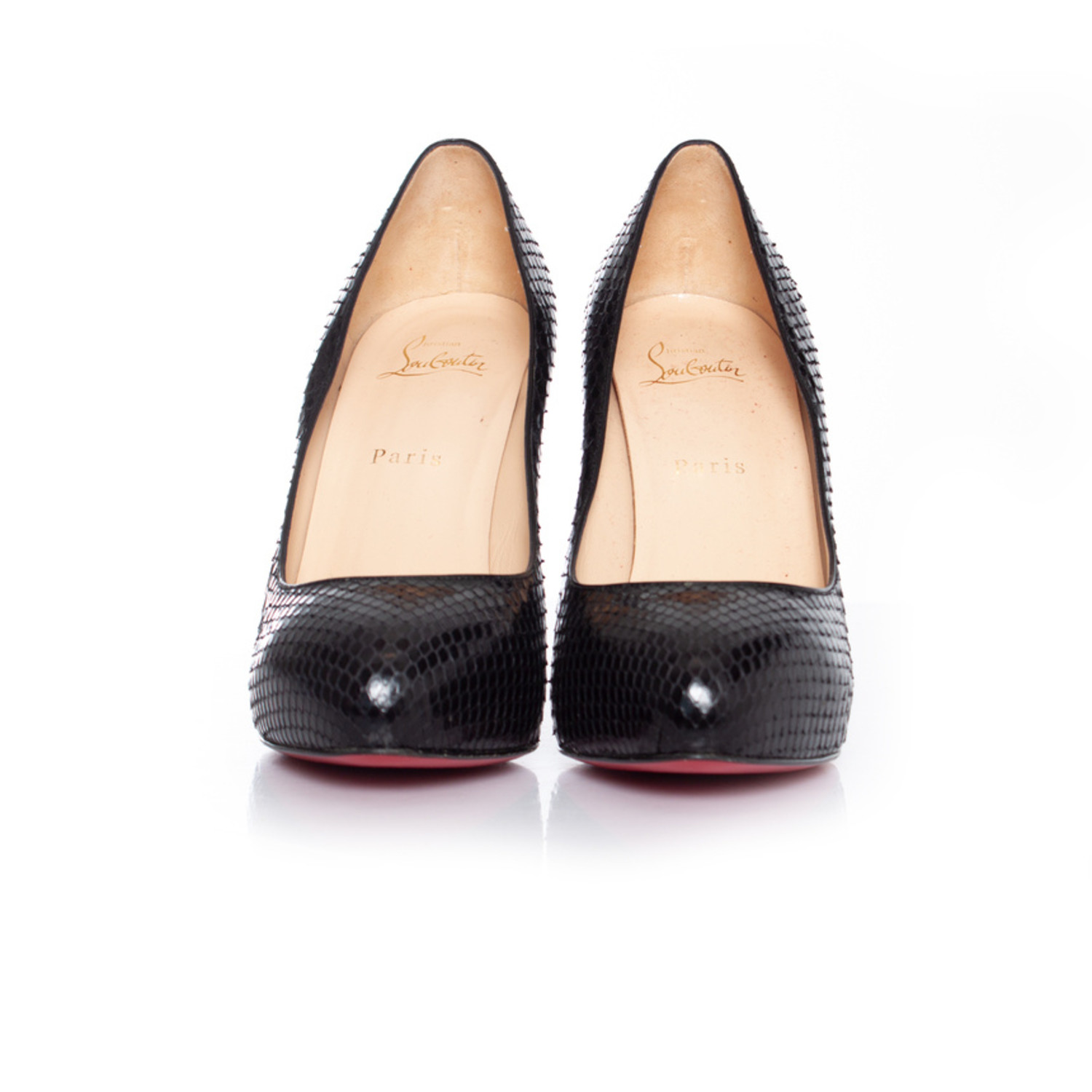 Christian Louboutin, zwart leren python pump - Unique Designer Pieces