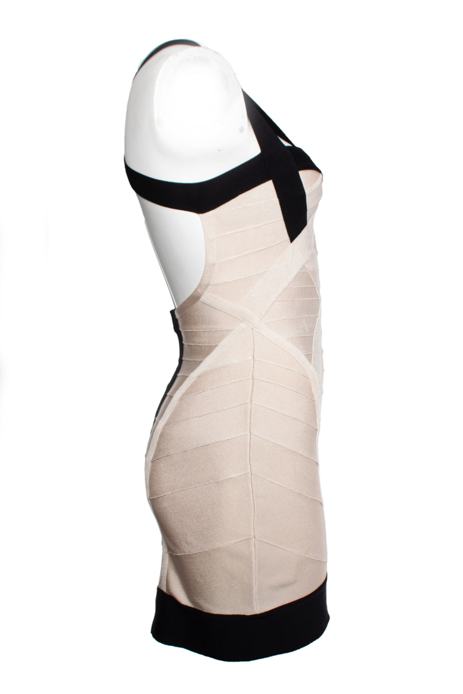 herve leger beige dress OTTOMAN MINI DRESS – HERVÉ LÉGER main image 0