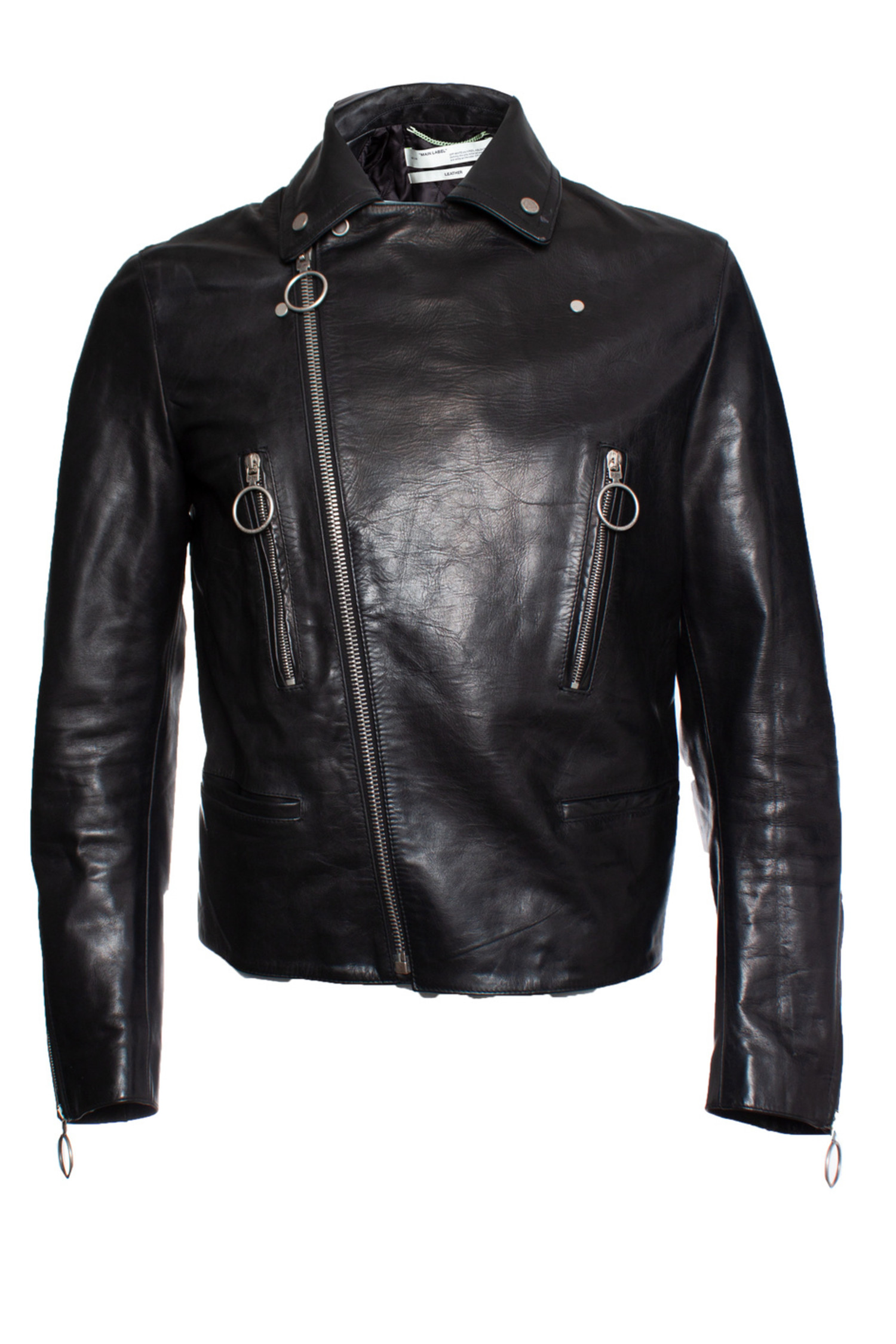 OFF-WHITE, leather biker jacket - Unique Designer Pieces