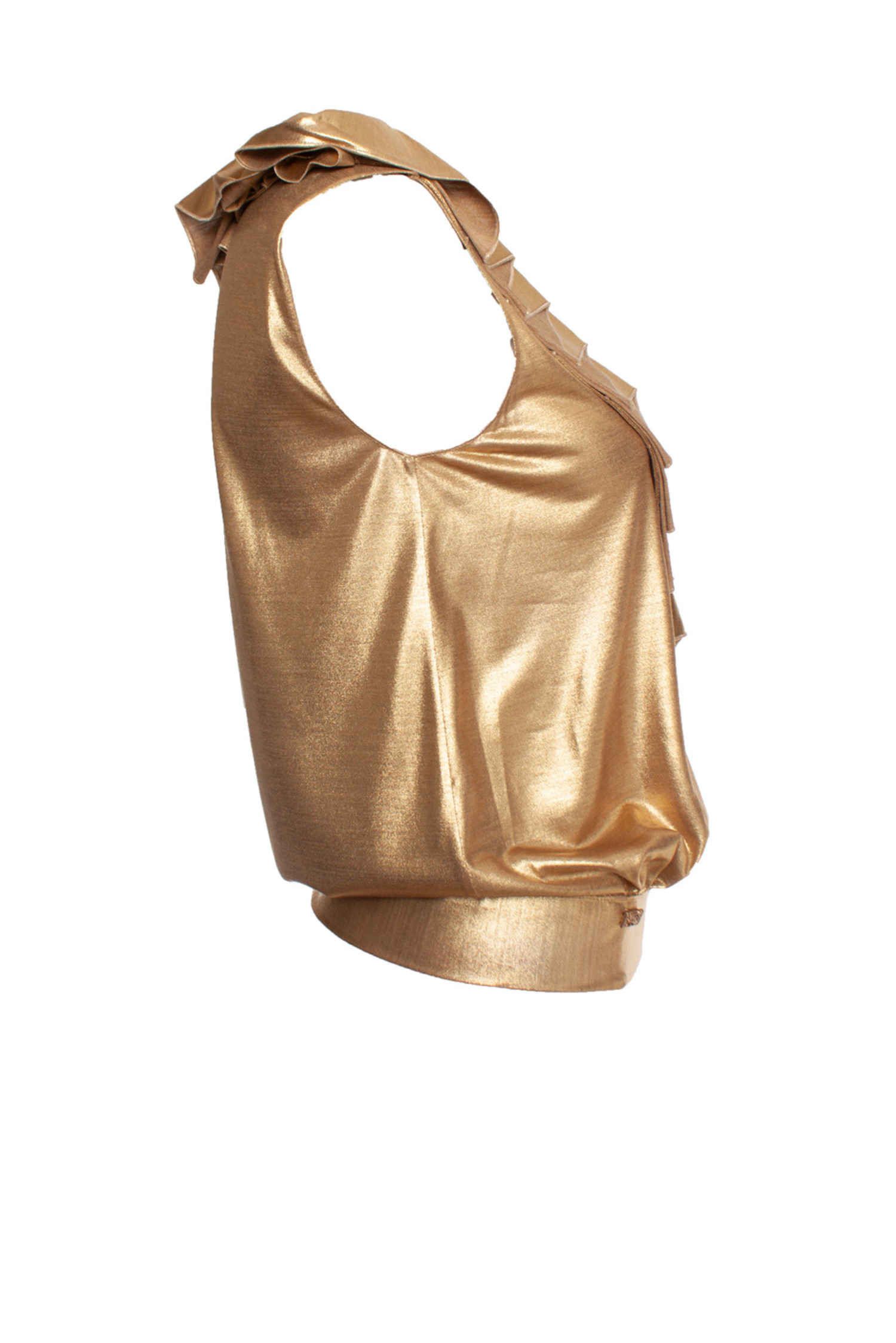 Chanel, Gold top with ruffles and bow - Unique Designer Pieces