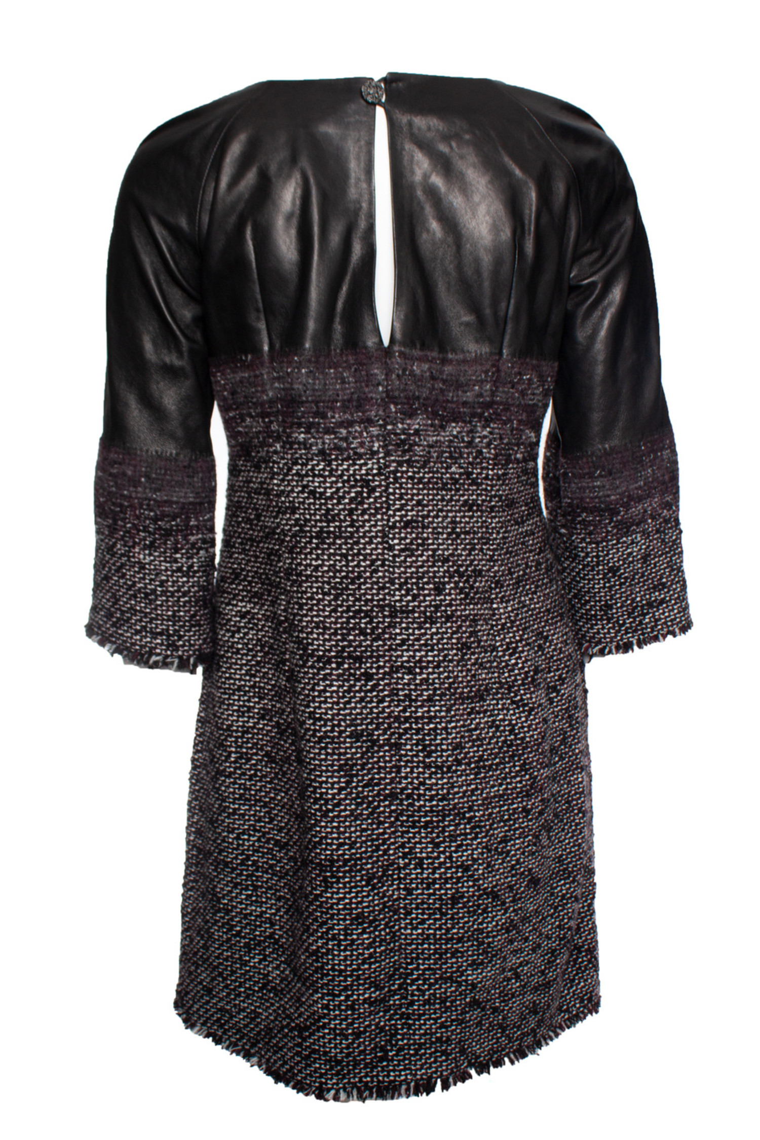 Chanel, tweed dress with leather - Unique Designer Pieces