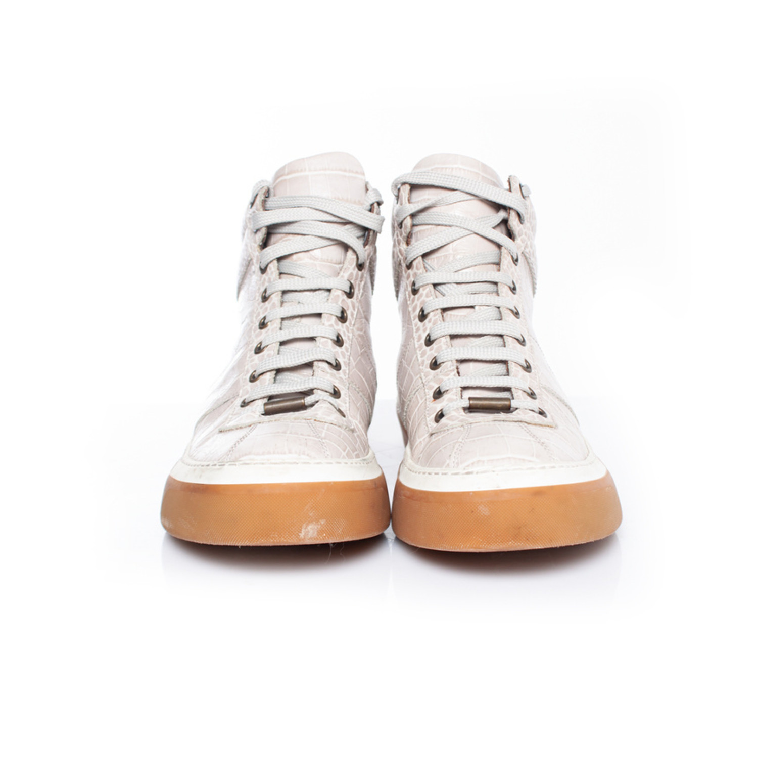 Jimmy Choo White Beige Leather Men\'s High Top Sneakers     Size: EU 45 US 12 Diamond Maxi/M |White Nappa Leather Trainer| JIMMY CHOO main image 2