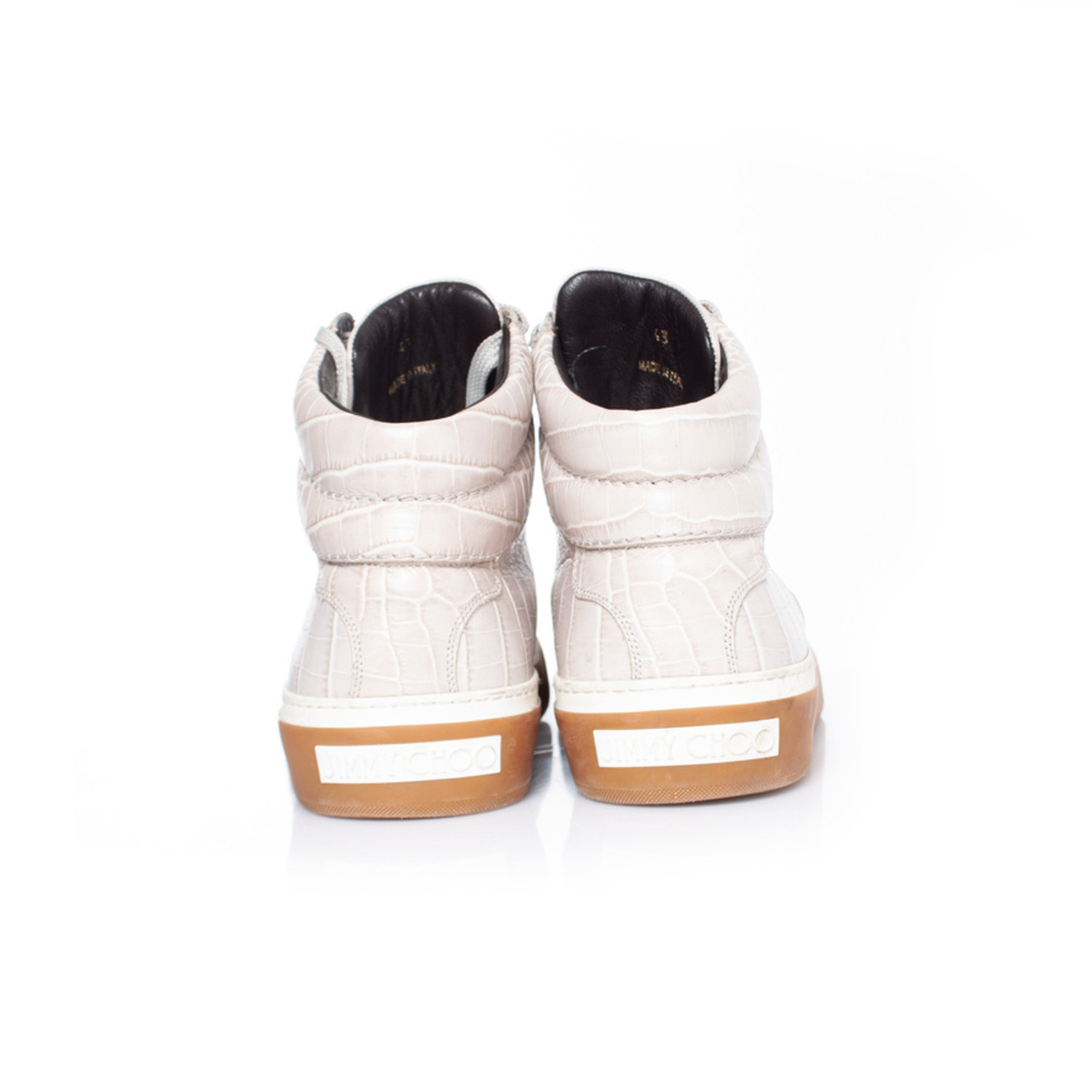 Jimmy Choo White Beige Leather Men\'s High Top Sneakers     Size: EU 45 US 12 Diamond Maxi/M |White Nappa Leather Trainer| JIMMY CHOO main image 3