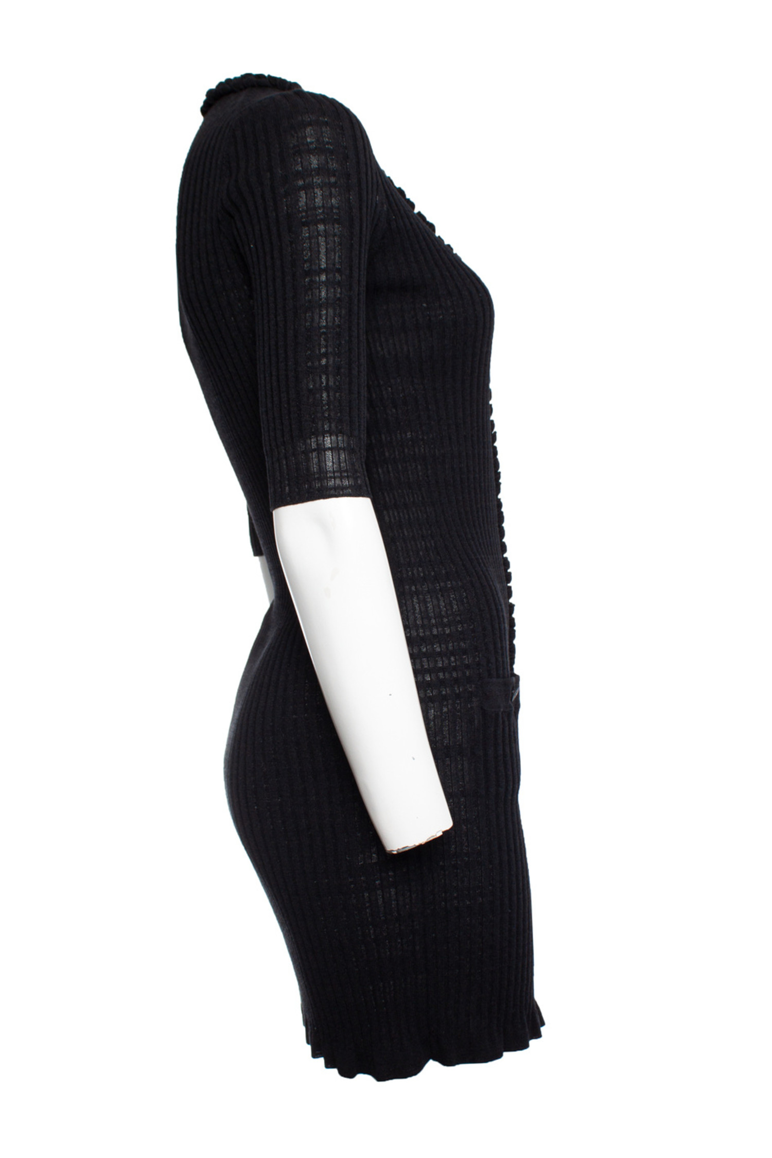 chanel jersey dress Chanel Black Pleated Jersey Bodycon Dress S Chanel