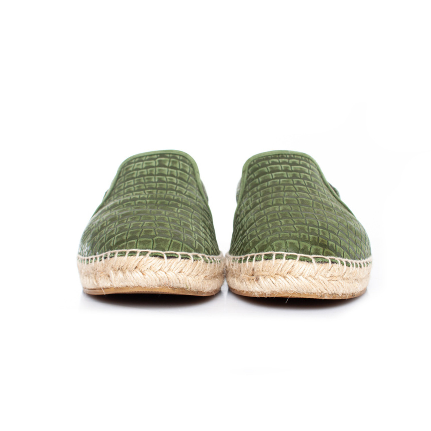 NIB JIMMY CHOO VLAD GREEN LEATHER CROC PRINT LOGO ESPADRILLE 40 7 SPAIN Pre-owned Jimmy Choo Men main image 2