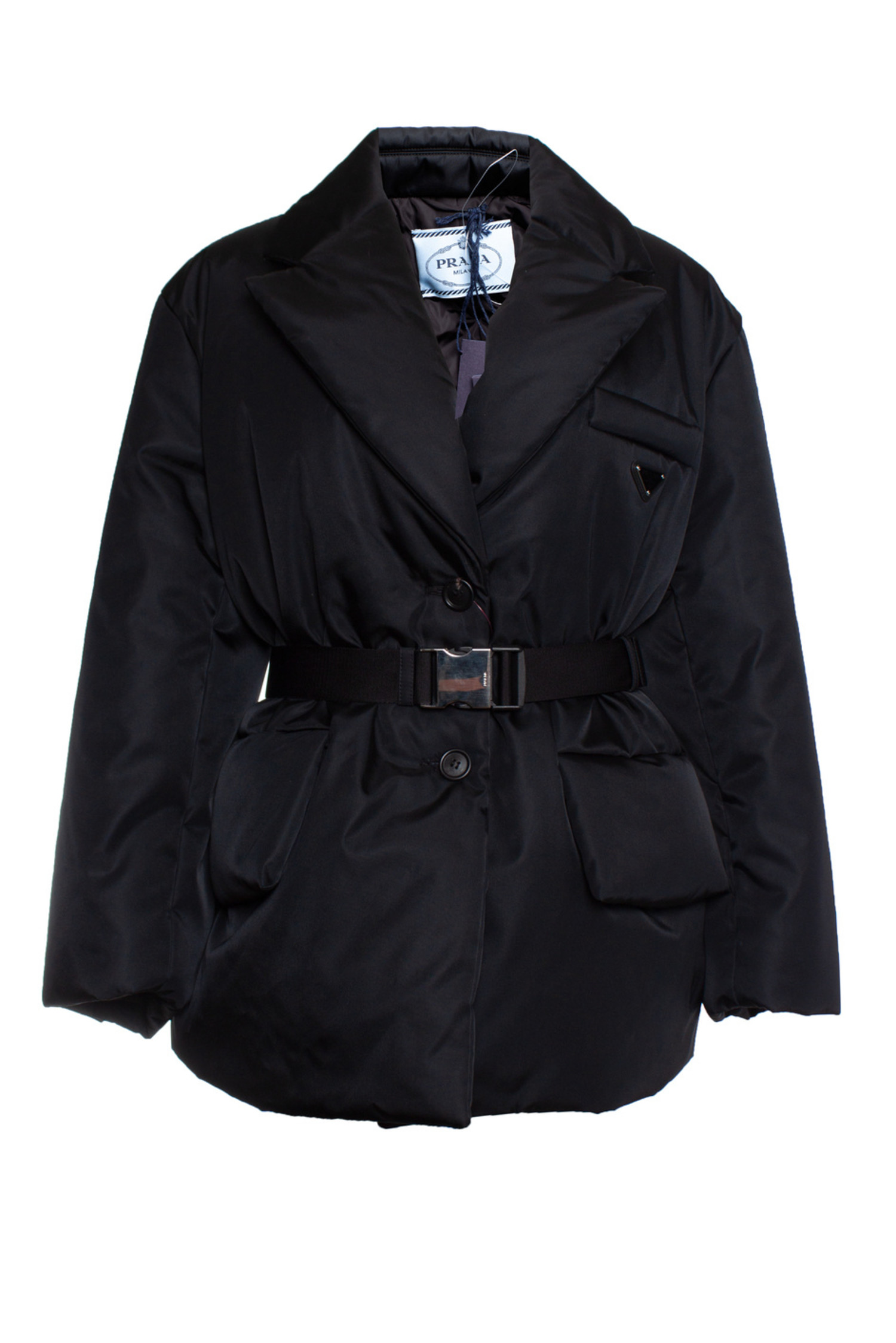 Prada, Re-nylon belted padded jacket - Unique Designer Pieces Prada, Re-nylon belted padded jacket - Unique Designer Pieces