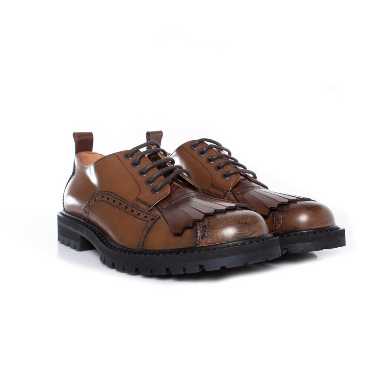 Dries Van Noten, Brown brogue lace-up shoes - Unique Designer Pieces