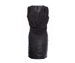 knee length dresses for ladies Dolcezza 'Timeless Leather' Cowl Neck Dress - Style 74124