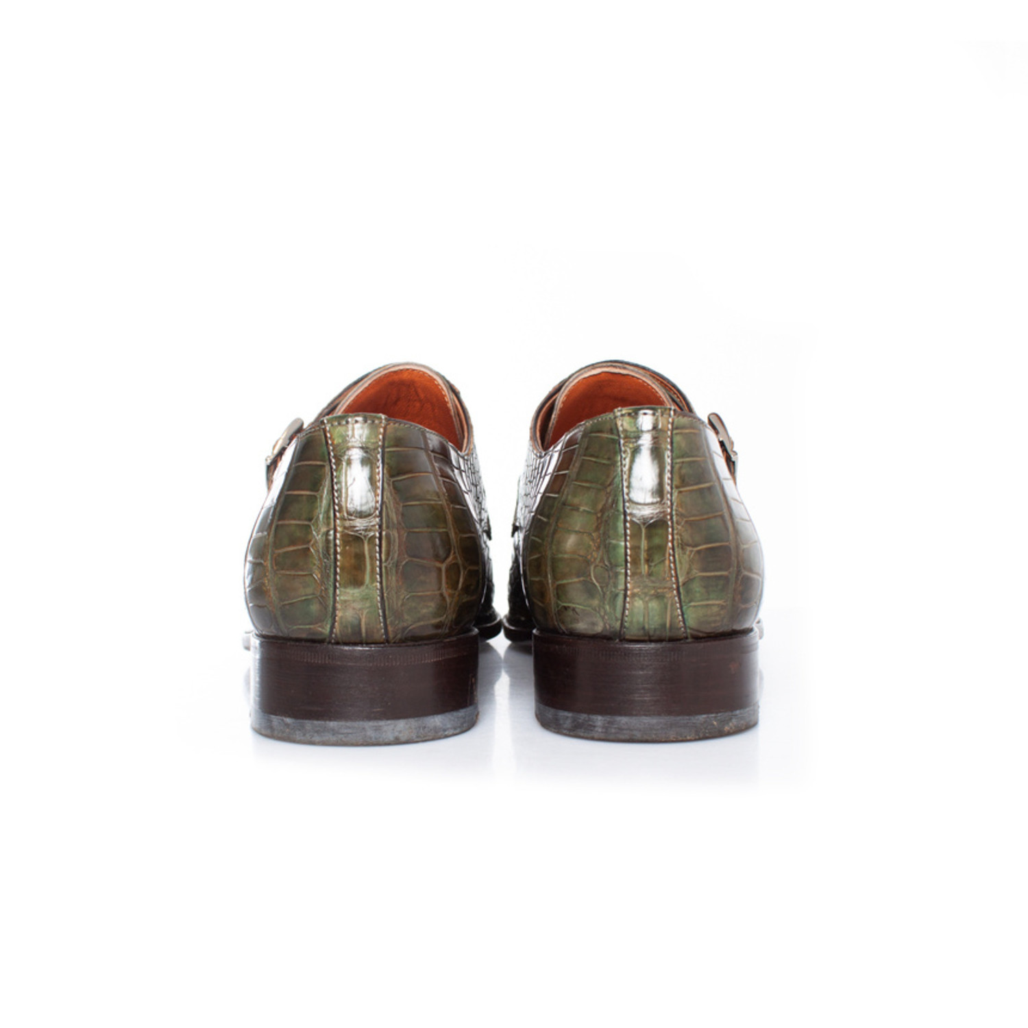 Santoni, shoes in olive green alligator leather - Unique  display picture 3