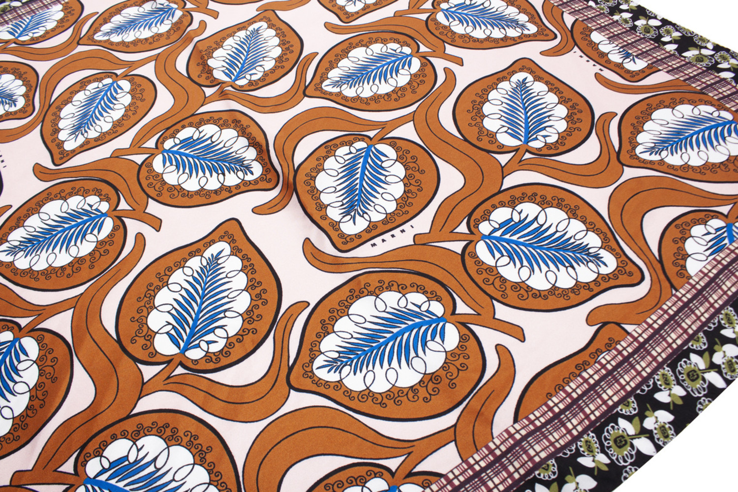 Marni, silk scarf with leaf print - Unique Designer Pieces