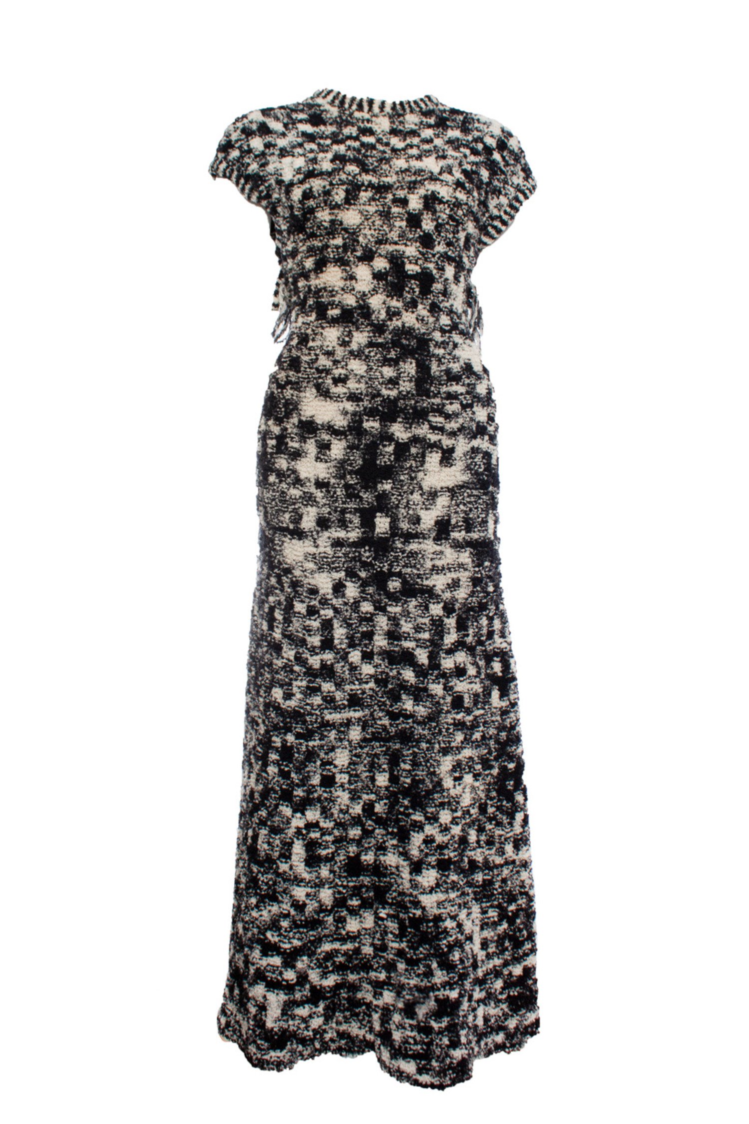 Chanel, Black and white boucle knit maxi gown - Unique Designer Pieces