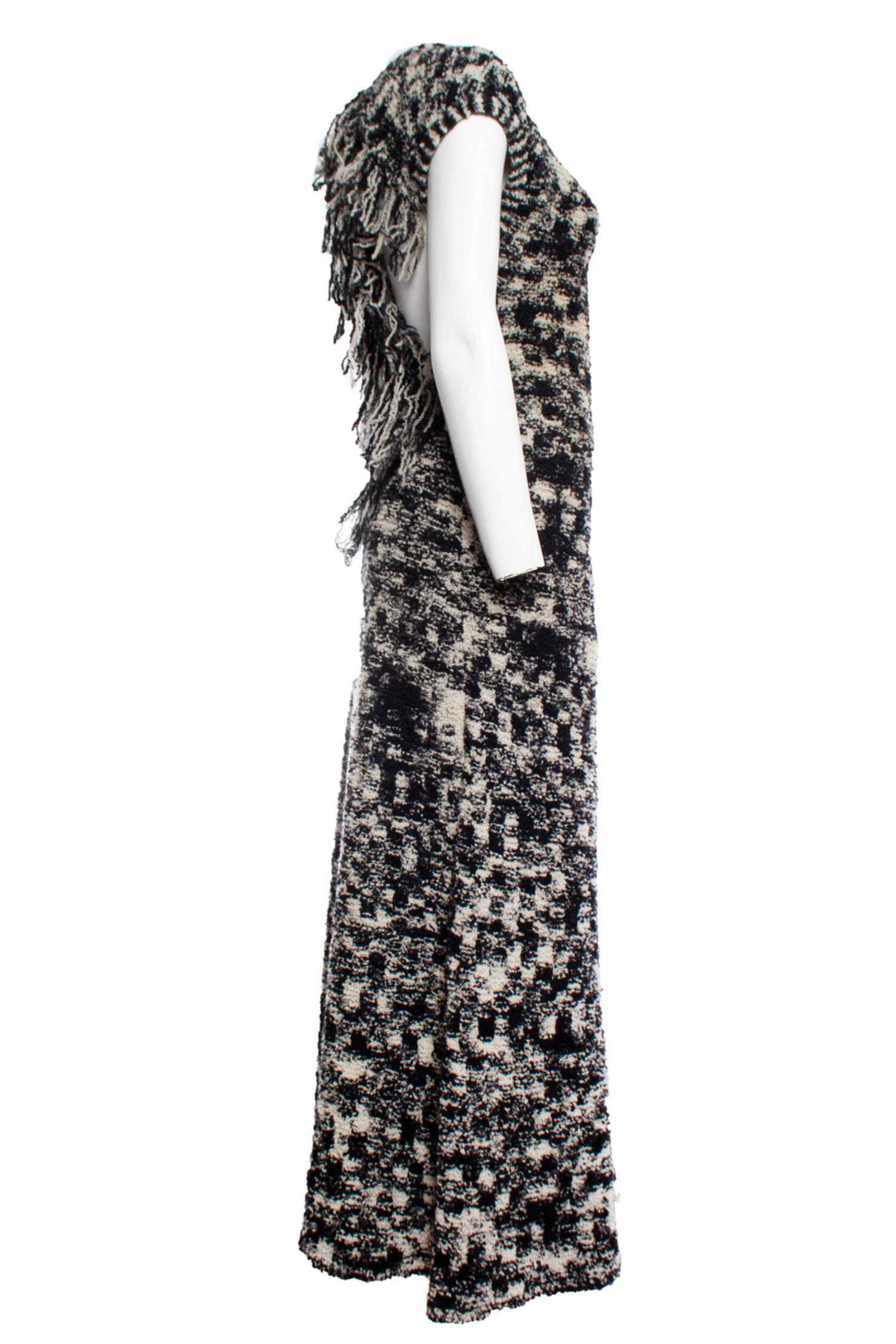 Chanel, Black and white boucle knit maxi gown - Unique Designer Pieces