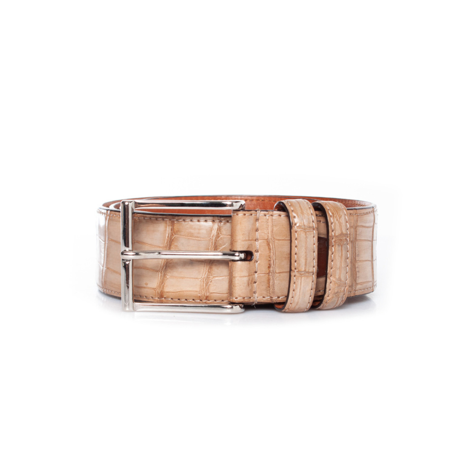 Shop Burberry Alligator-Embossed Leather Belt