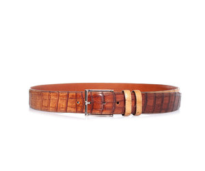Santoni, Alligator leather belt in white ref.1002347 - Joli Closet