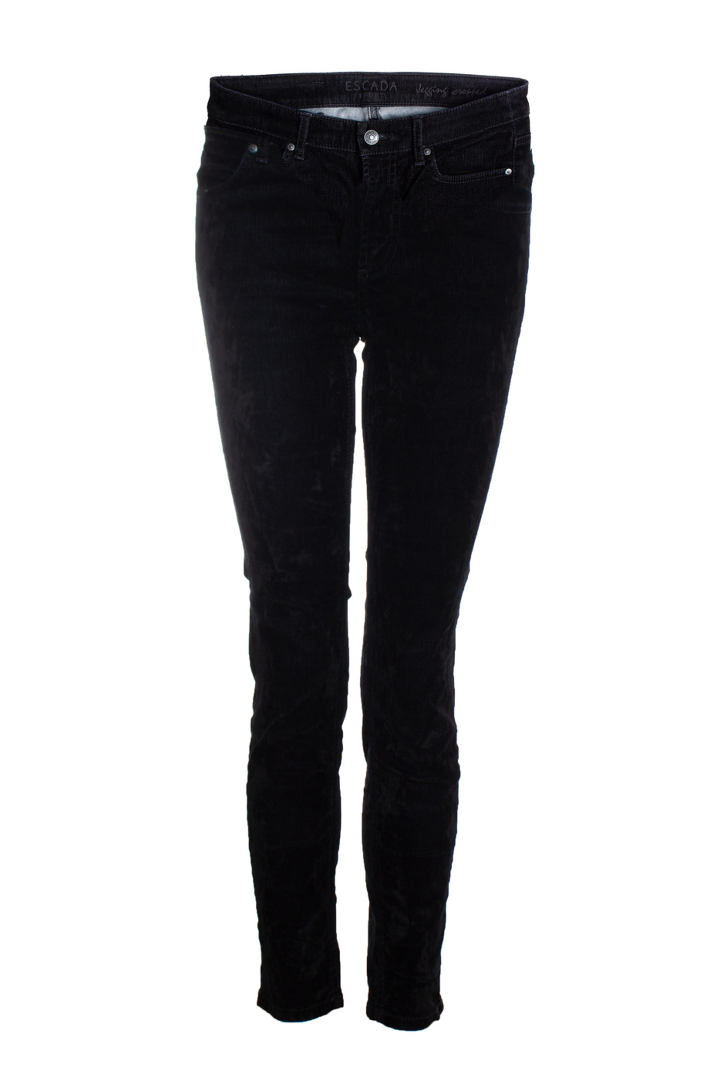 Escada sport, black jeans with velvet print - Unique Designer Pieces