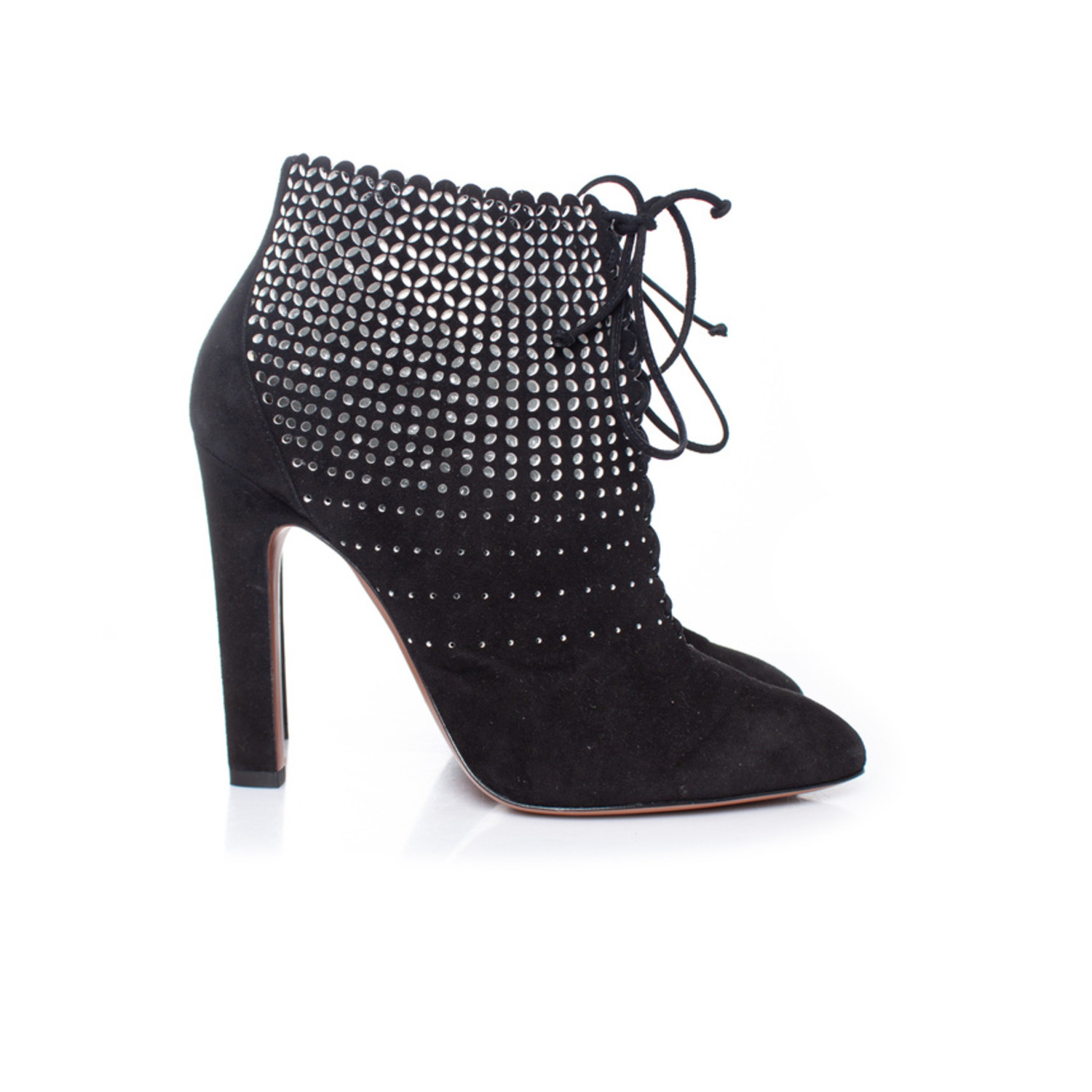 Black laser cut booties 2025
