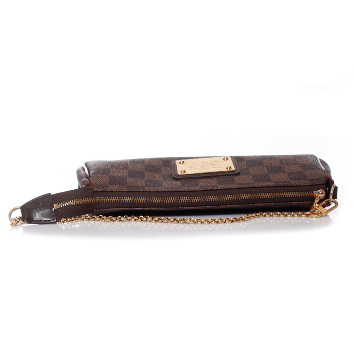 Louis Vuitton Pochette Eva Damier Ebene Clutch Crossbody Bag Brown