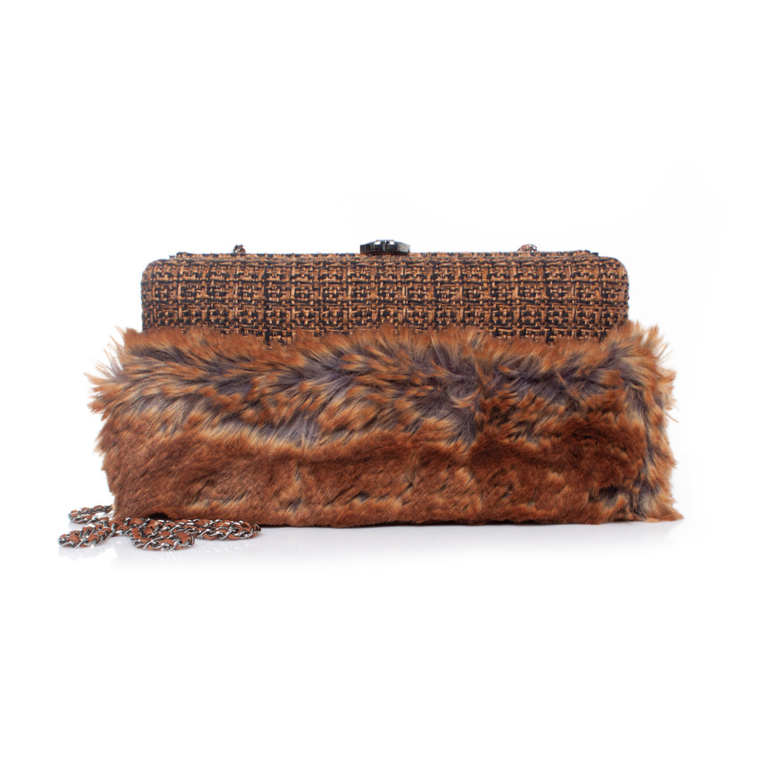 Chanel, Furry tweed wallet on a chain - Unique Designer Pieces