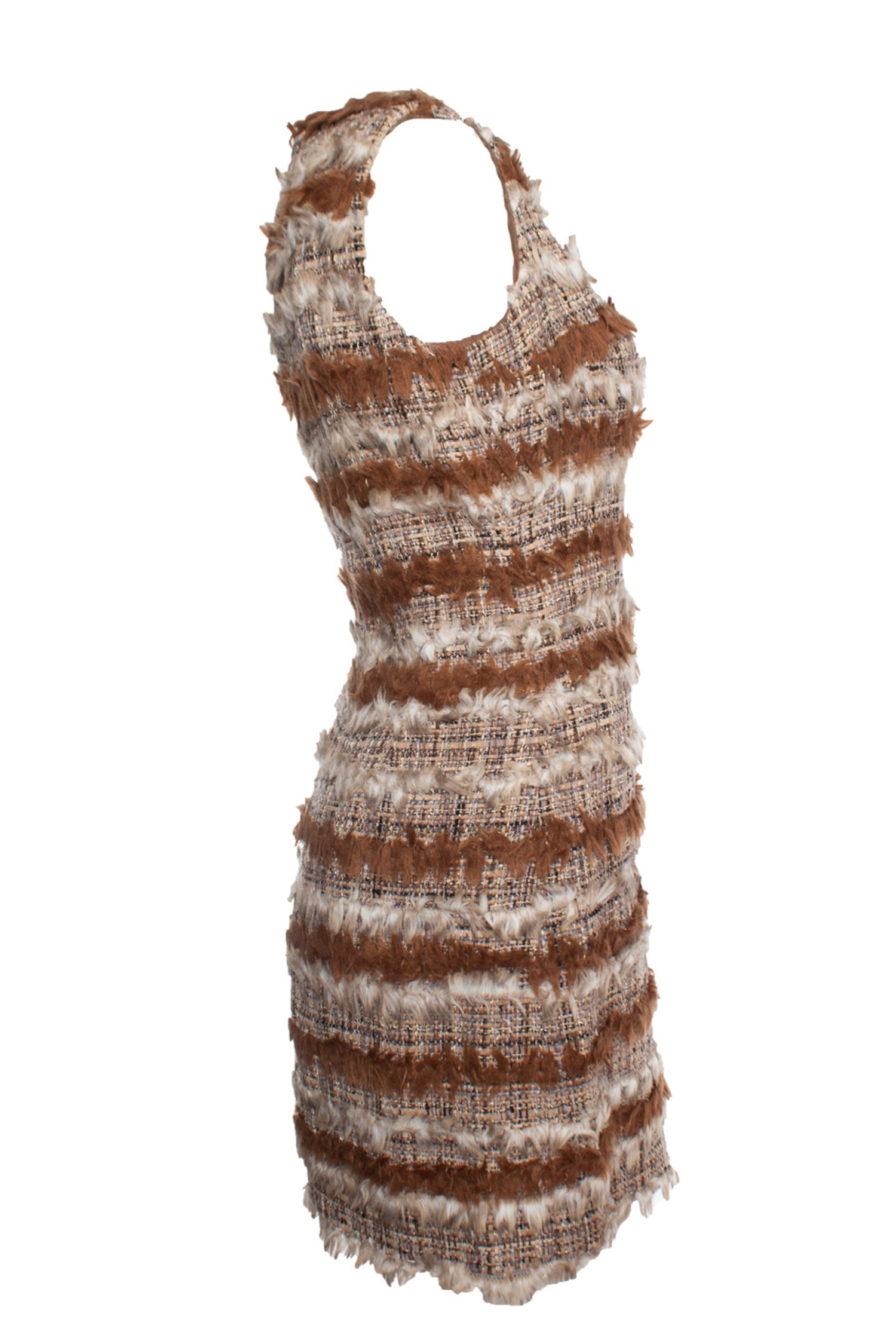 Chanel, tweed dress with goat hair - Unique Designer Pieces
