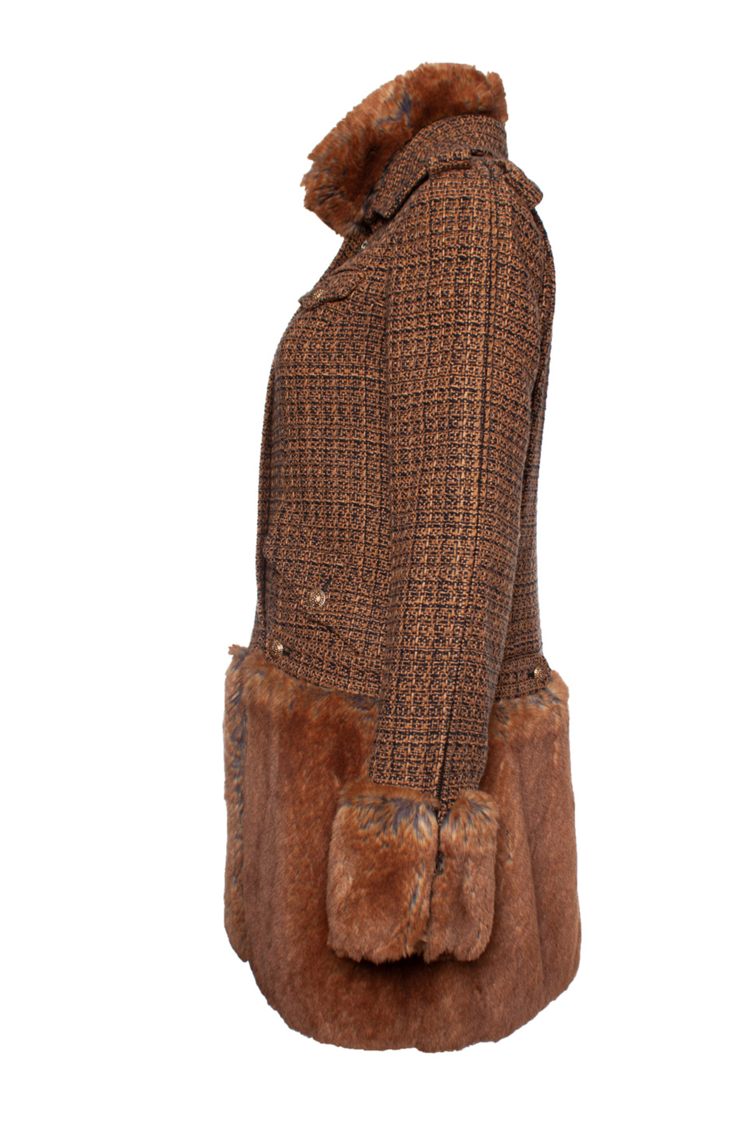 Chanel, tweed coat with rabbit fur - Unique Designer Pieces