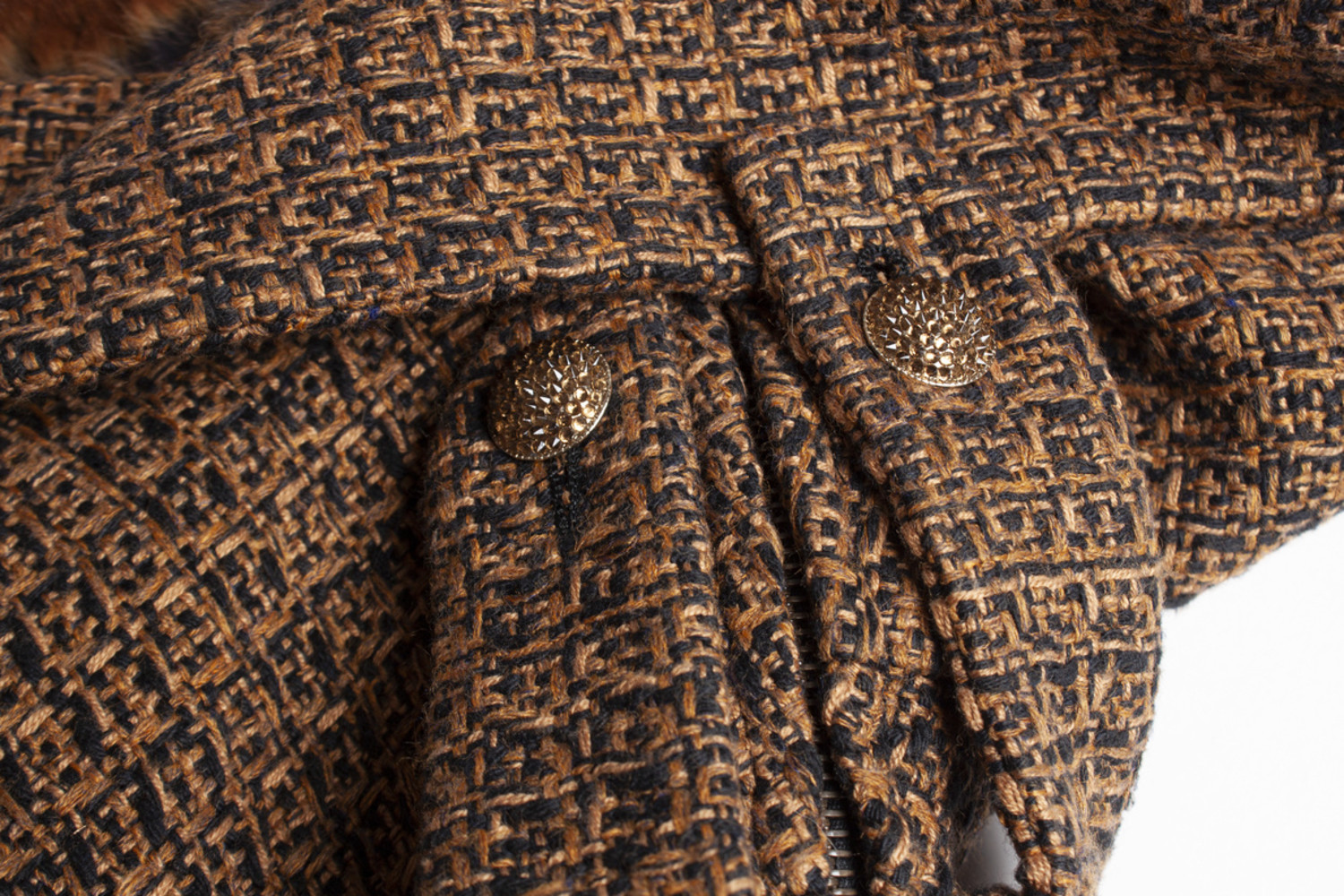 Chanel, tweed coat with imitation fur - Unique Designer Pieces