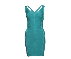 Herve Leger, Turquoise body con mini dress - Unique Designer Pieces