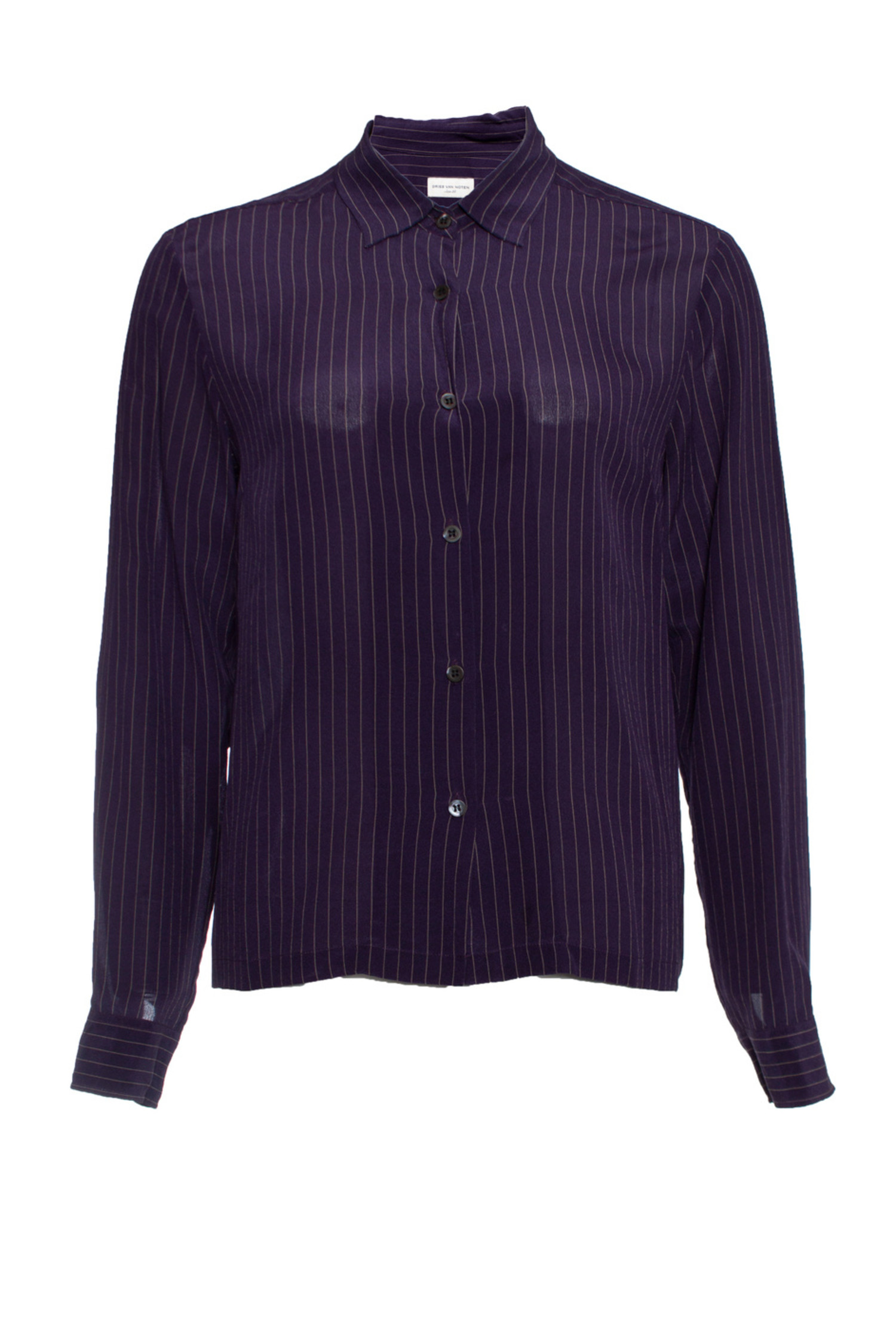 Dries Van Noten, Purple silk shirt with stripes - Unique Designer 