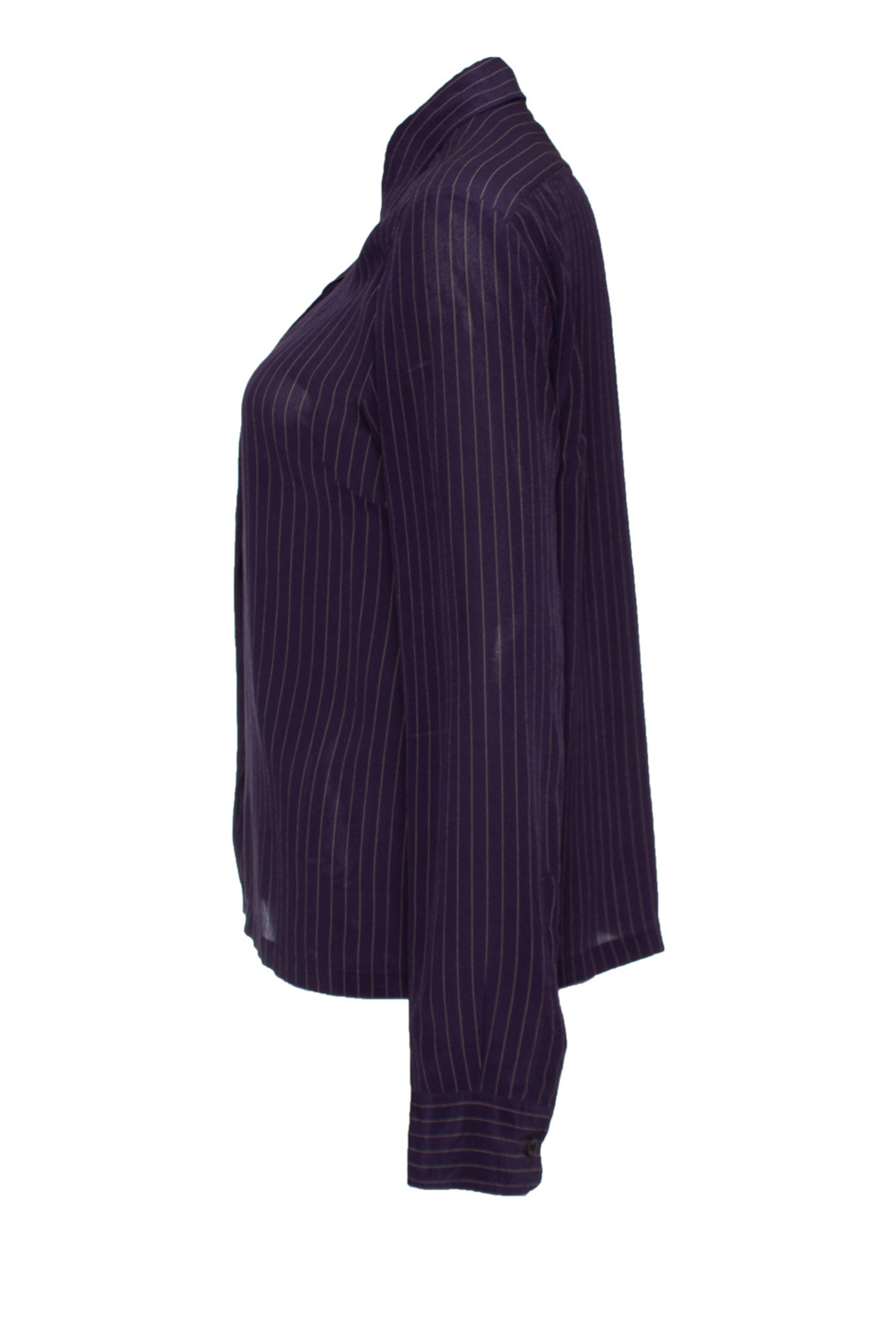 Dries Van Noten, Purple silk shirt with stripes - Unique Designer 