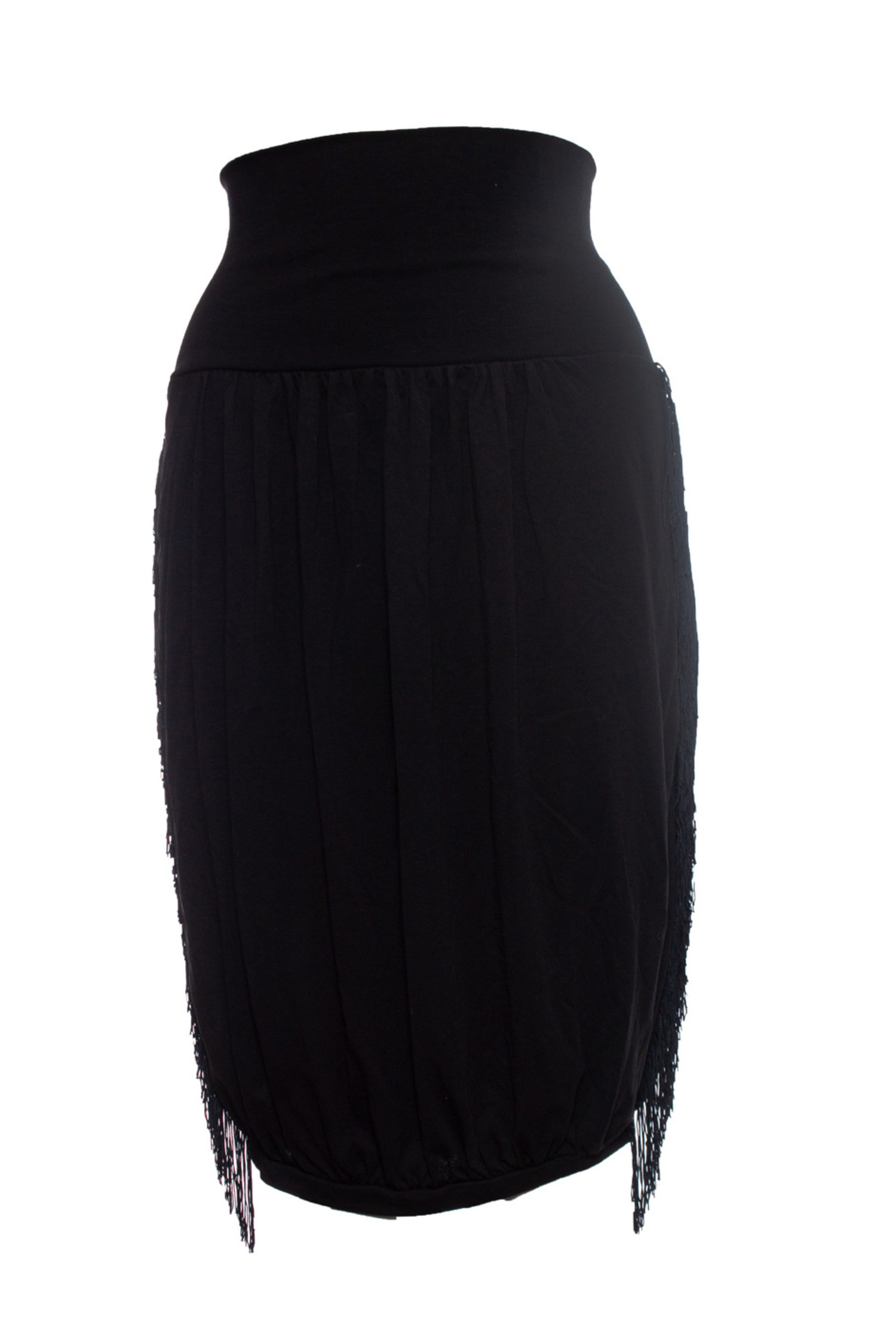 Paul Joe sisters Black midi skirt with fringes Unique
