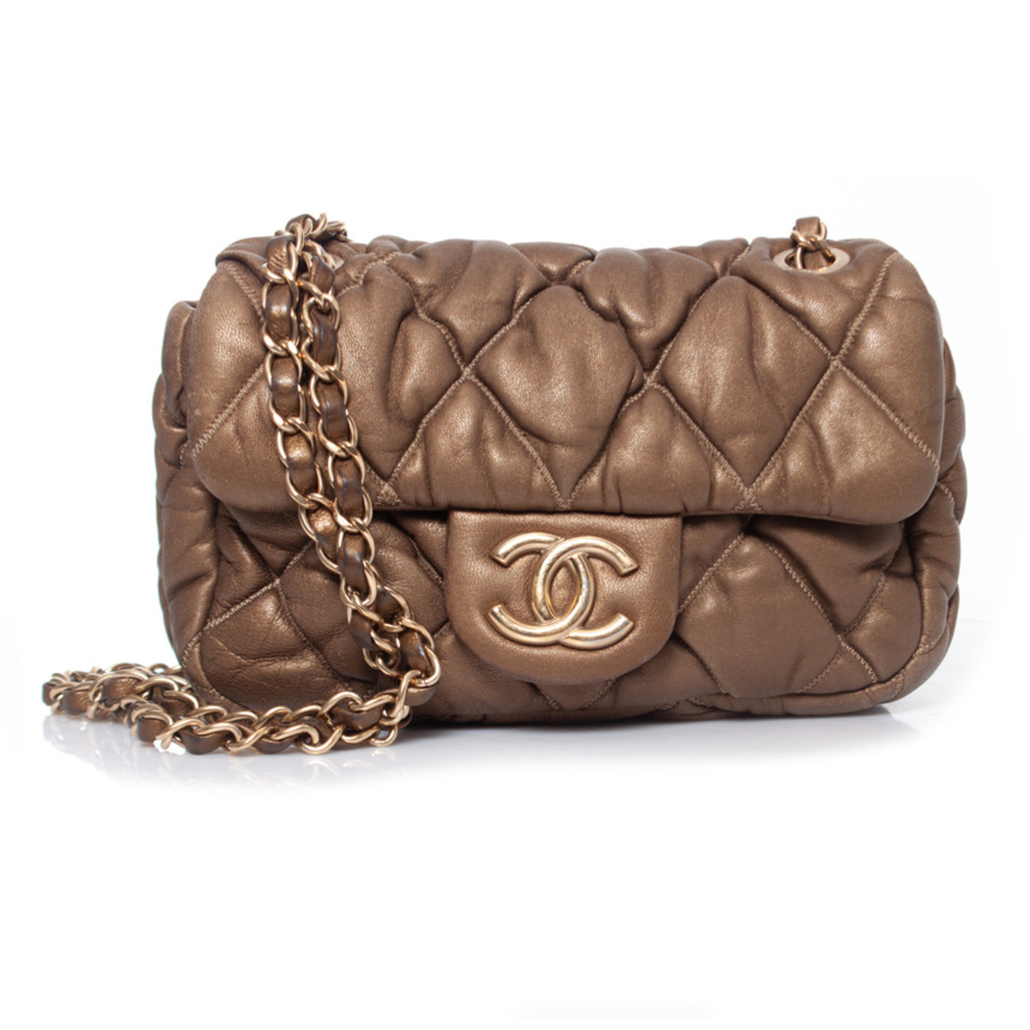 Chanel, Metallic bubble quilted leather flap bag - Unique Designer Pieces