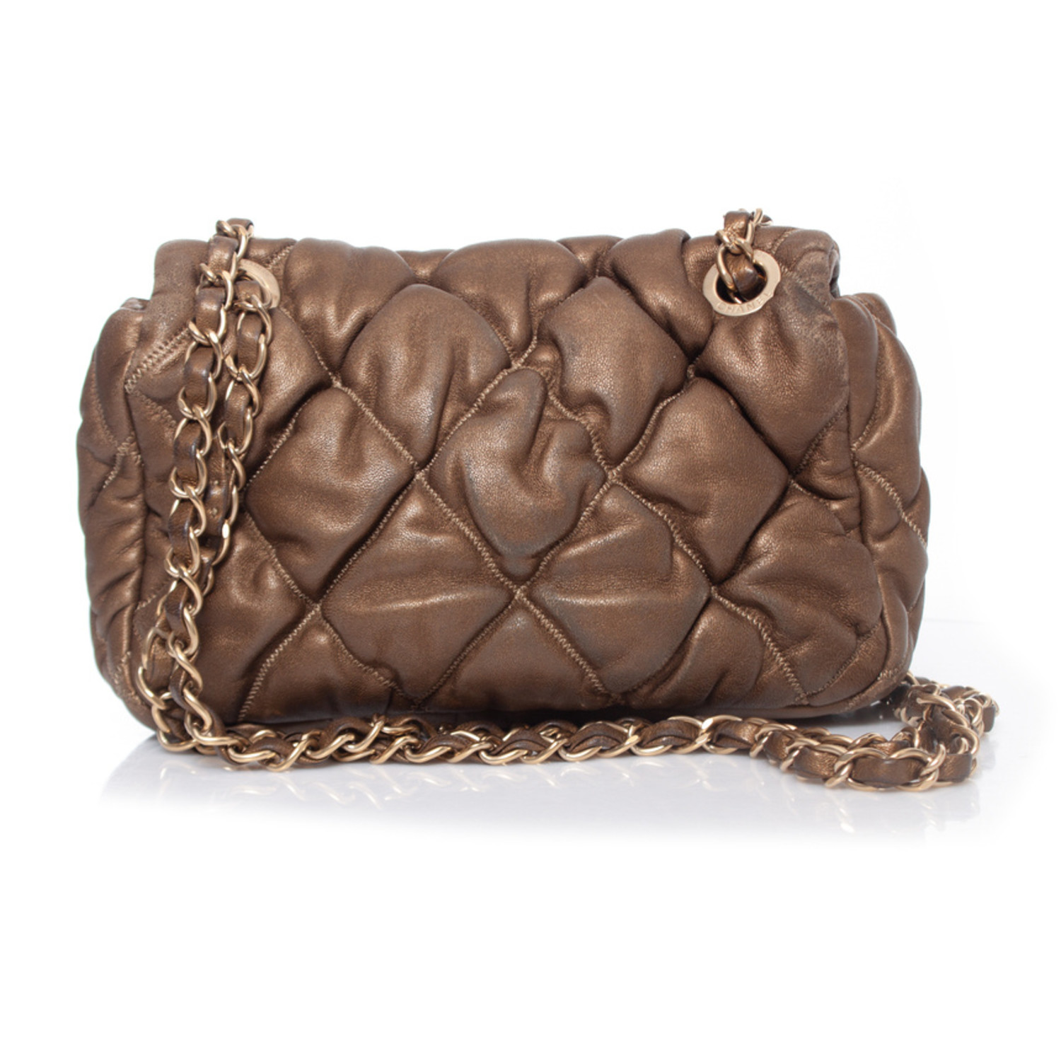 Chanel Metallic bubble quilted leather flap bag Unique Designer