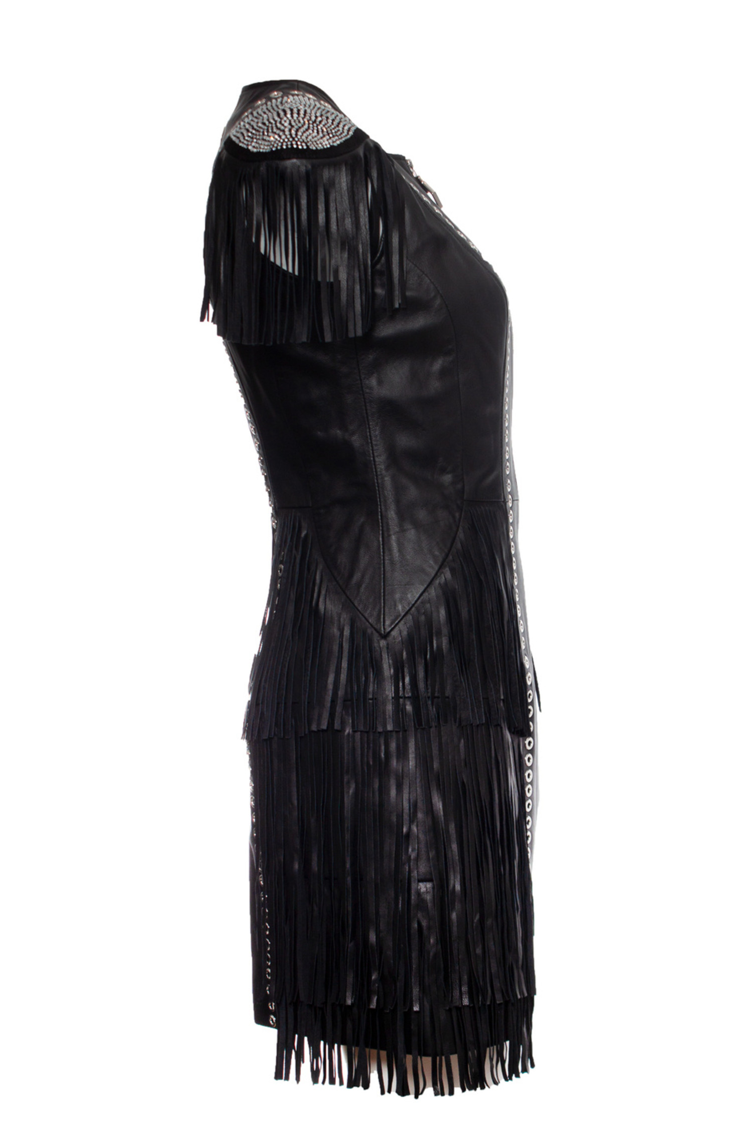Philipp Plein, Leather fringe dress - Unique Designer Pieces