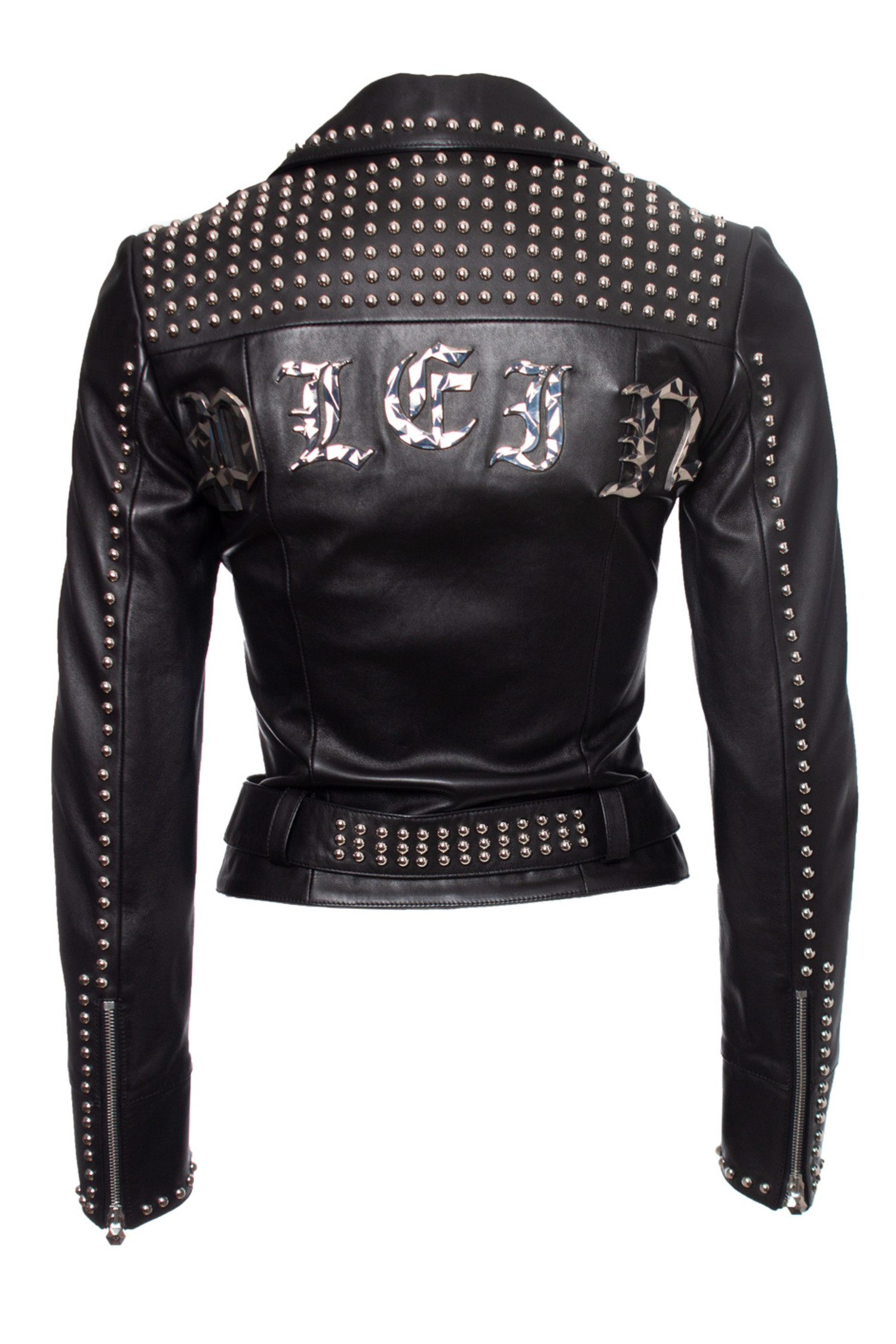 Punk Black Leather Studded Biker Jacket Men's