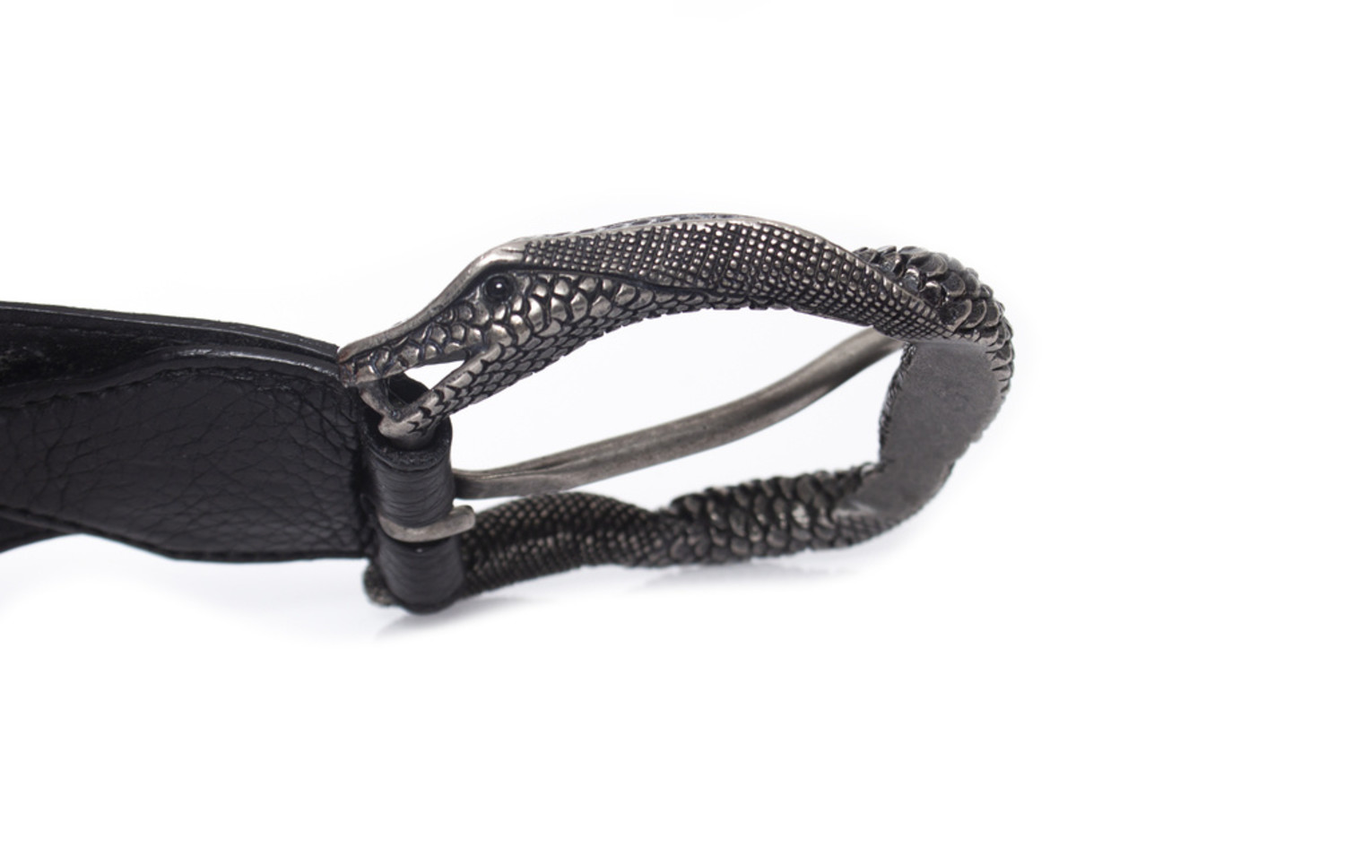 Prada, Black belt with snake buckle - Unique Designer Pieces
