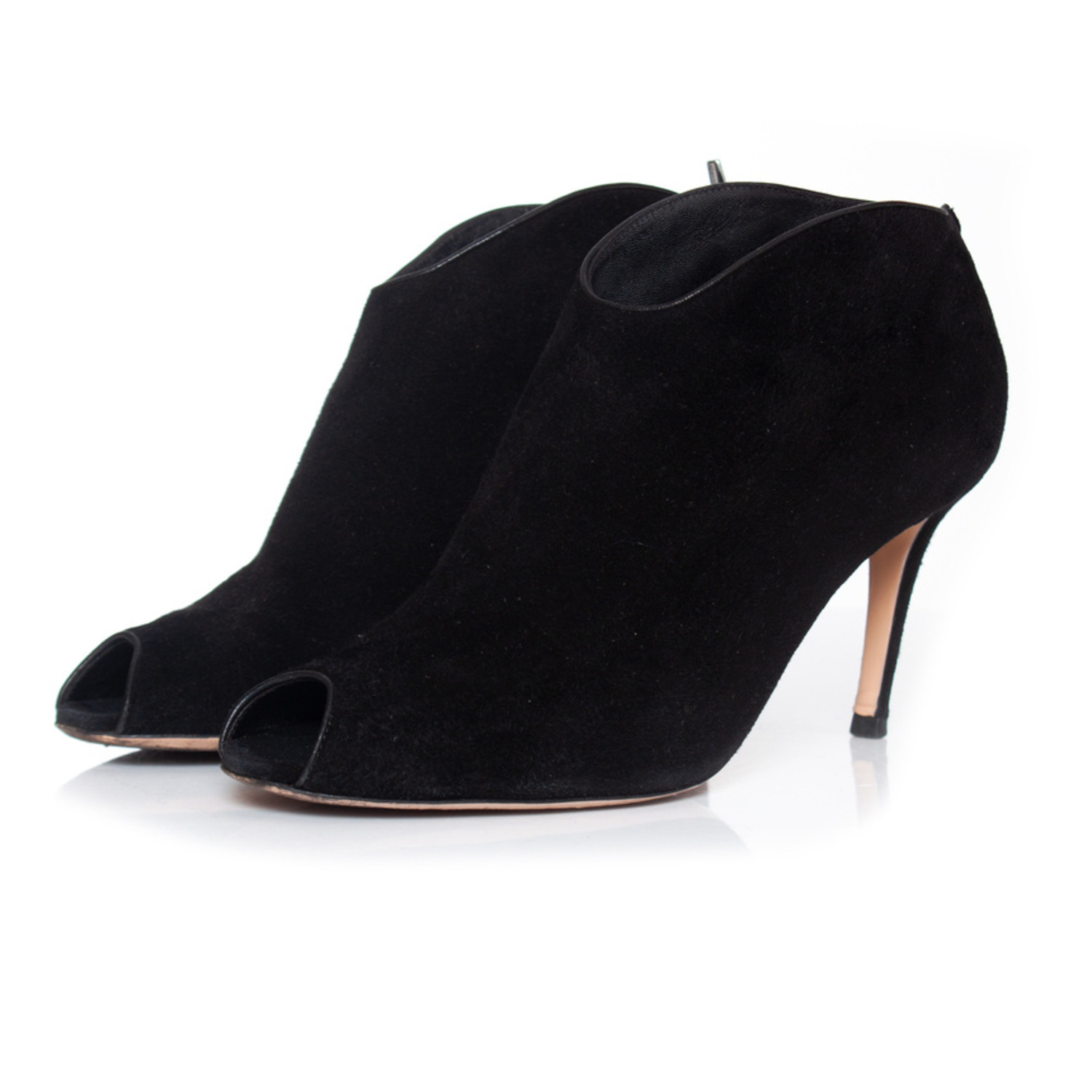 Gianvito Rossi, Suede peep toe ankle boots Unique Designer Pieces