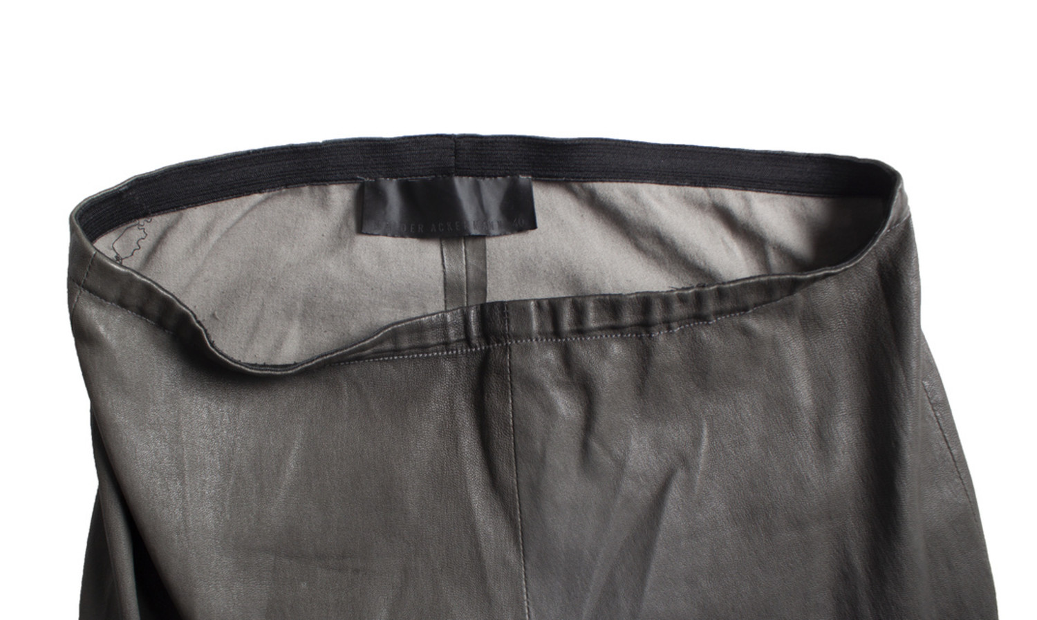 Haider Ackermann, green leather stretch trousers - Unique Designer