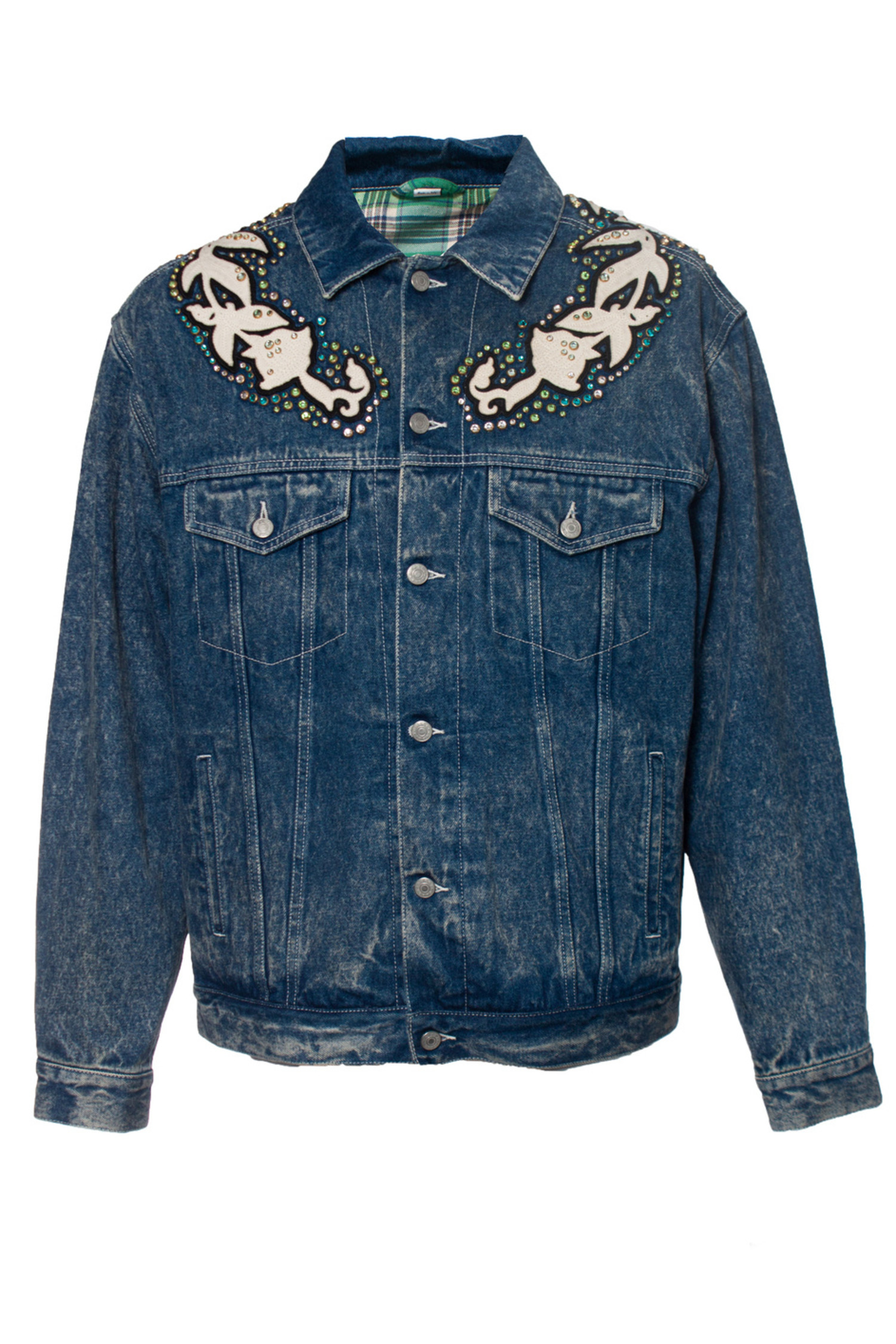 Gucci Oversize denim jacket with patches | Denim jacket fashion,  Embroidered denim jacket, Leather jacket men style