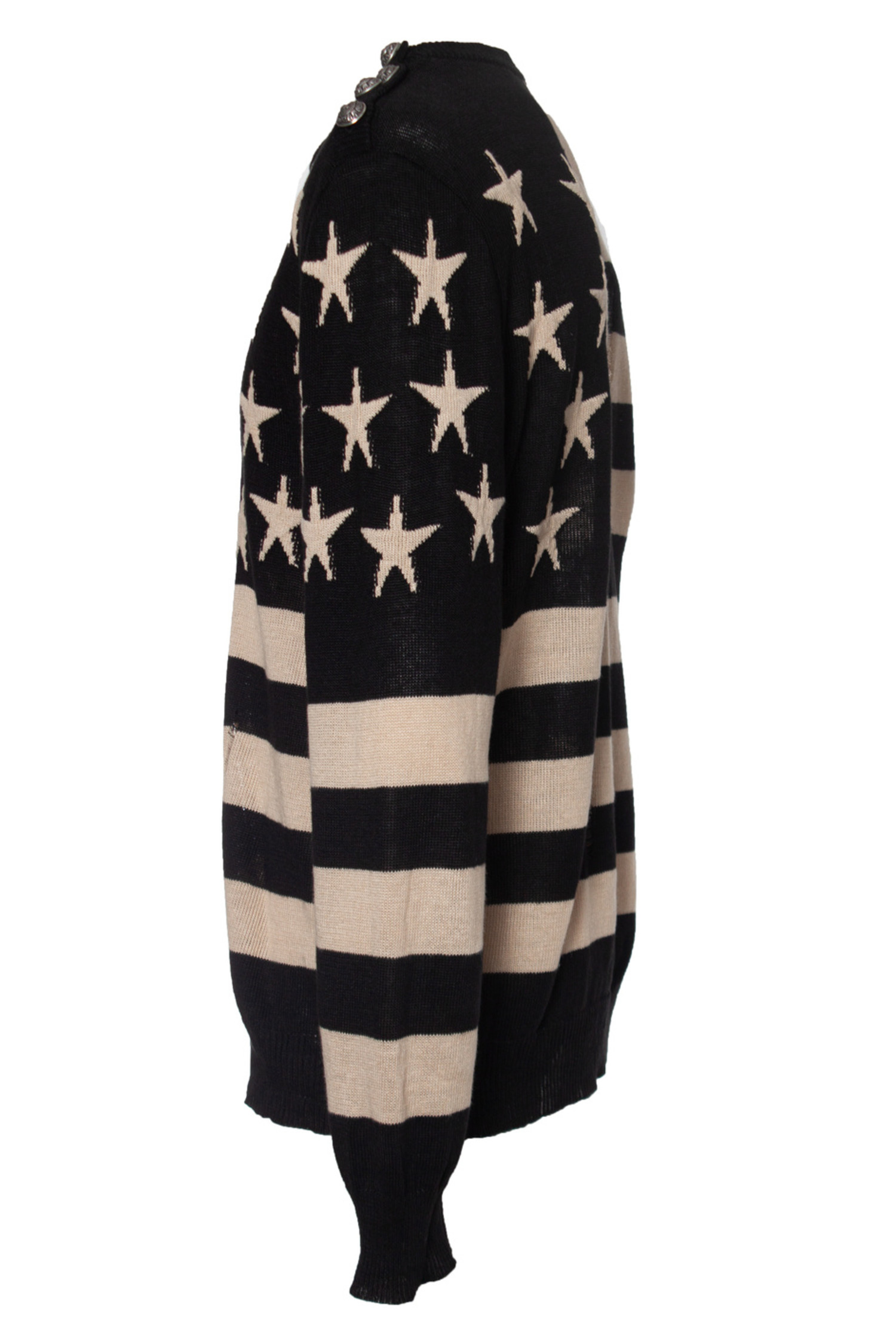 Balmain, linen sweater with American flag - Unique Designer Pieces