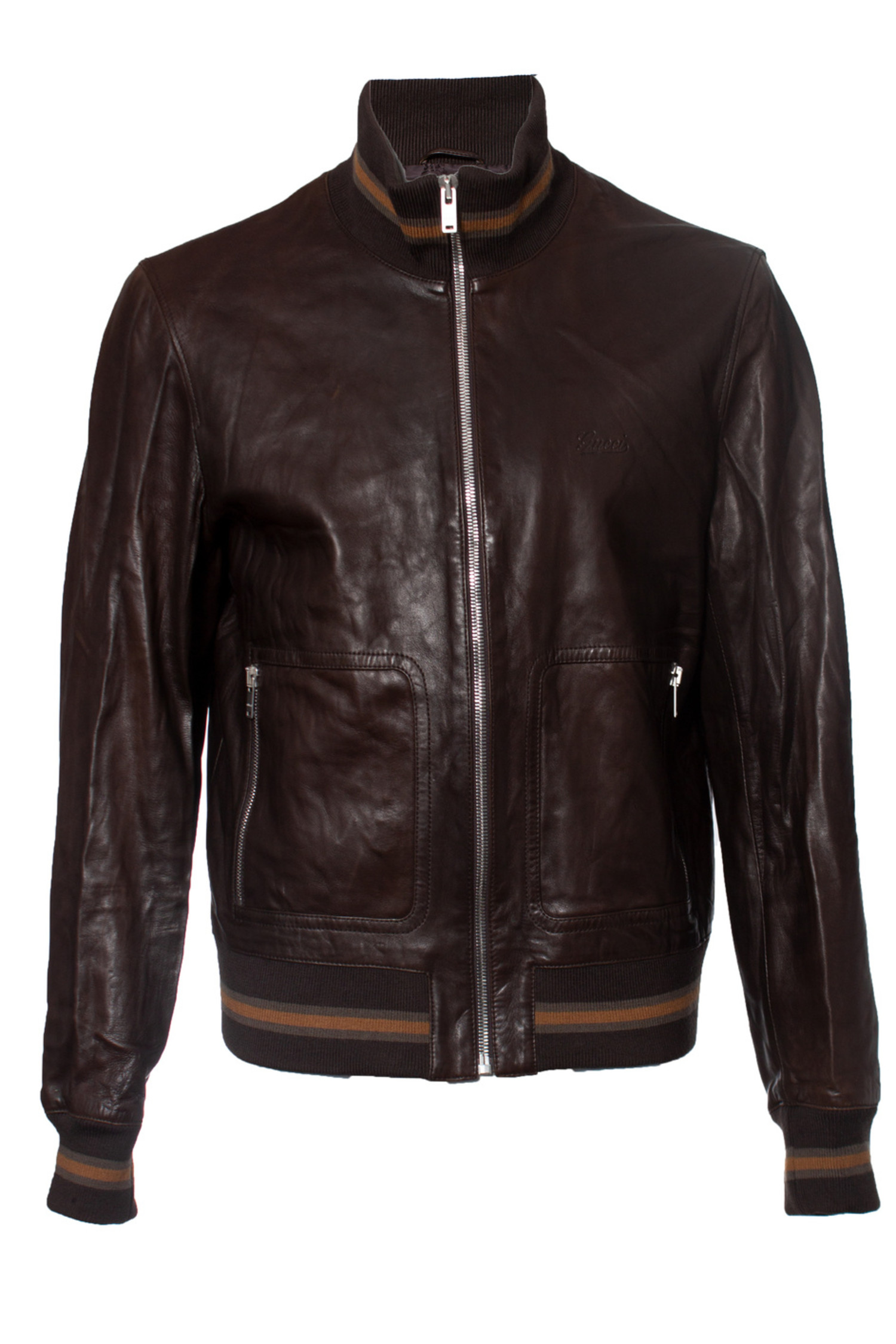 Gucci, brown leather jacket - Unique Designer Pieces