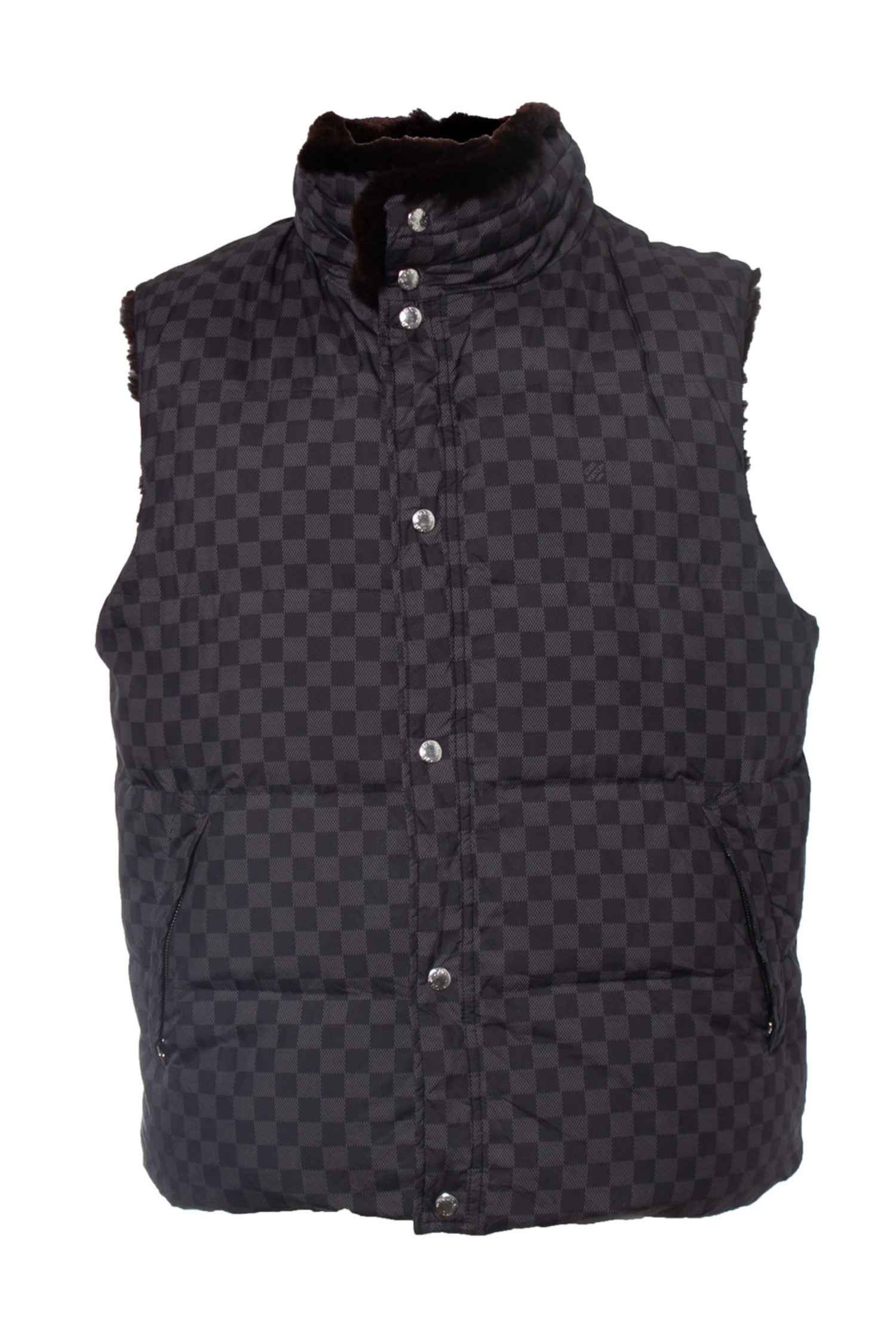 Louis Vuitton Damier Graphite Rabbit Fur Reversible Vest Medium 50