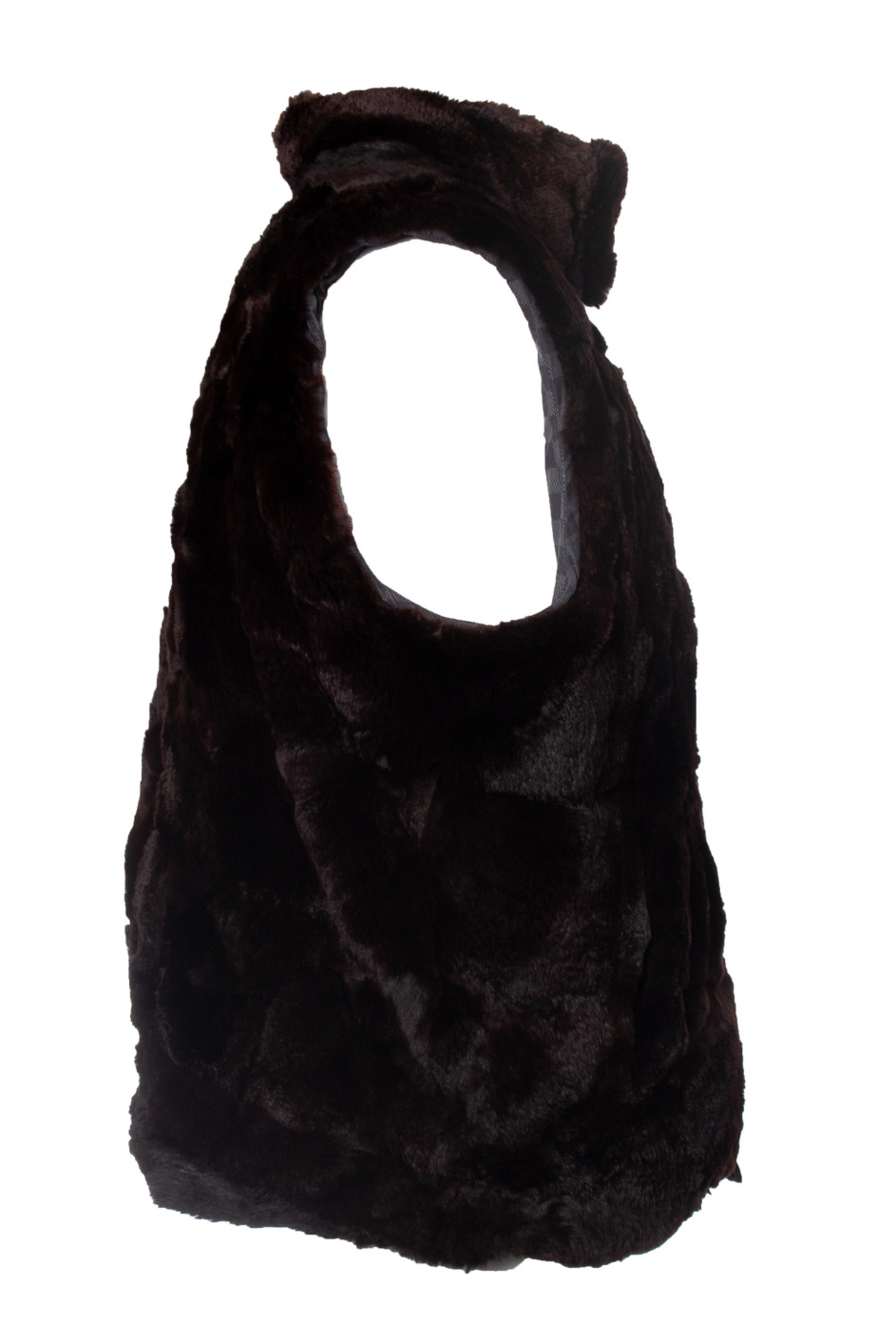 Louis Vuitton Reversible Black Rabbit Fur and Black Nylon Damier Veritable Plume d'oie Vest (Like New), Apparel
